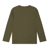 Tommy Hilfiger Shirt Girocollo tinta unita con Logo Verde per Bambino KS0KS00202 VERDE TOMMY HILFIGER 