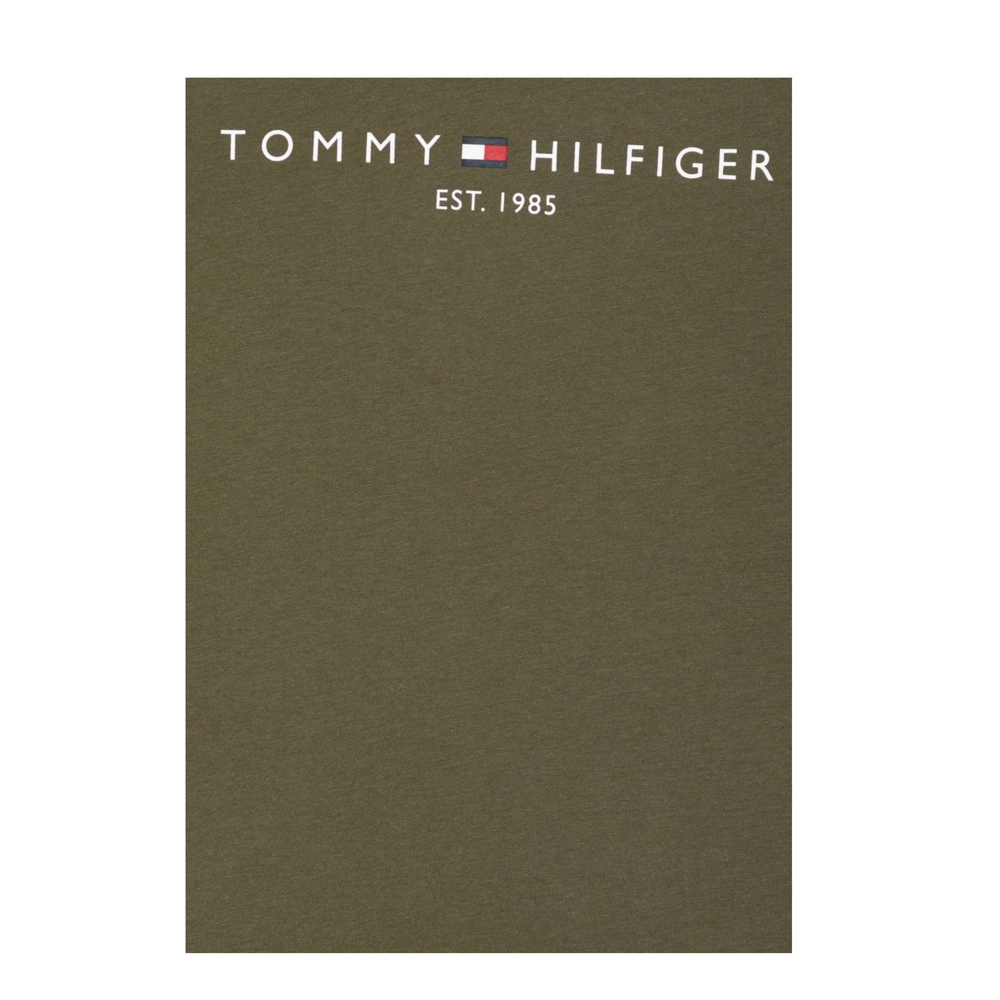 Tommy Hilfiger Shirt Girocollo tinta unita con Logo Verde per Bambino KS0KS00202 VERDE TOMMY HILFIGER 
