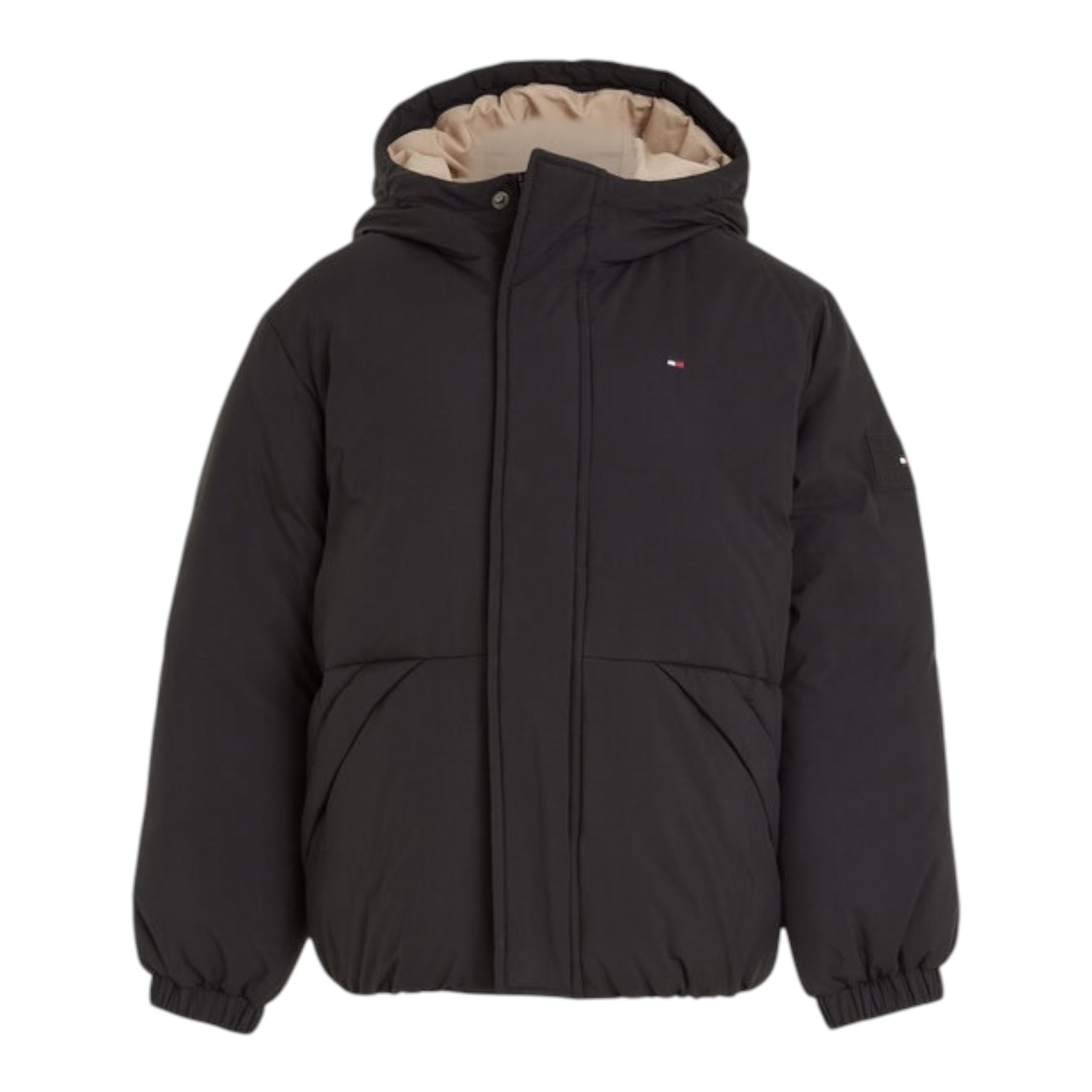 Tommy Hilfiger Giubbino tinta unita con Cappuccio Nero per Bambino KS0KS00488 NERO TOMMY HILFIGER 