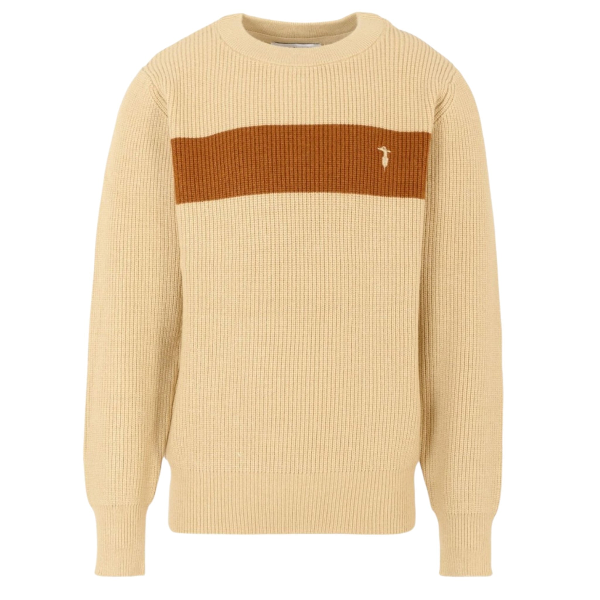 Trussardi Maglia Girocollo tinta unita con Logo Beige per Bambino TBA25019MA BEIGE TRUSSARDI 