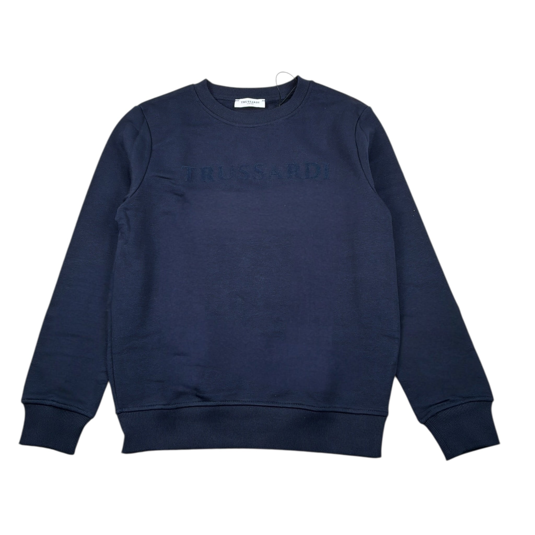Trussardi Felpa tinta unita Girocollo con Logo Blu per Bambino TBA25097FE BLU TRUSSARDI 