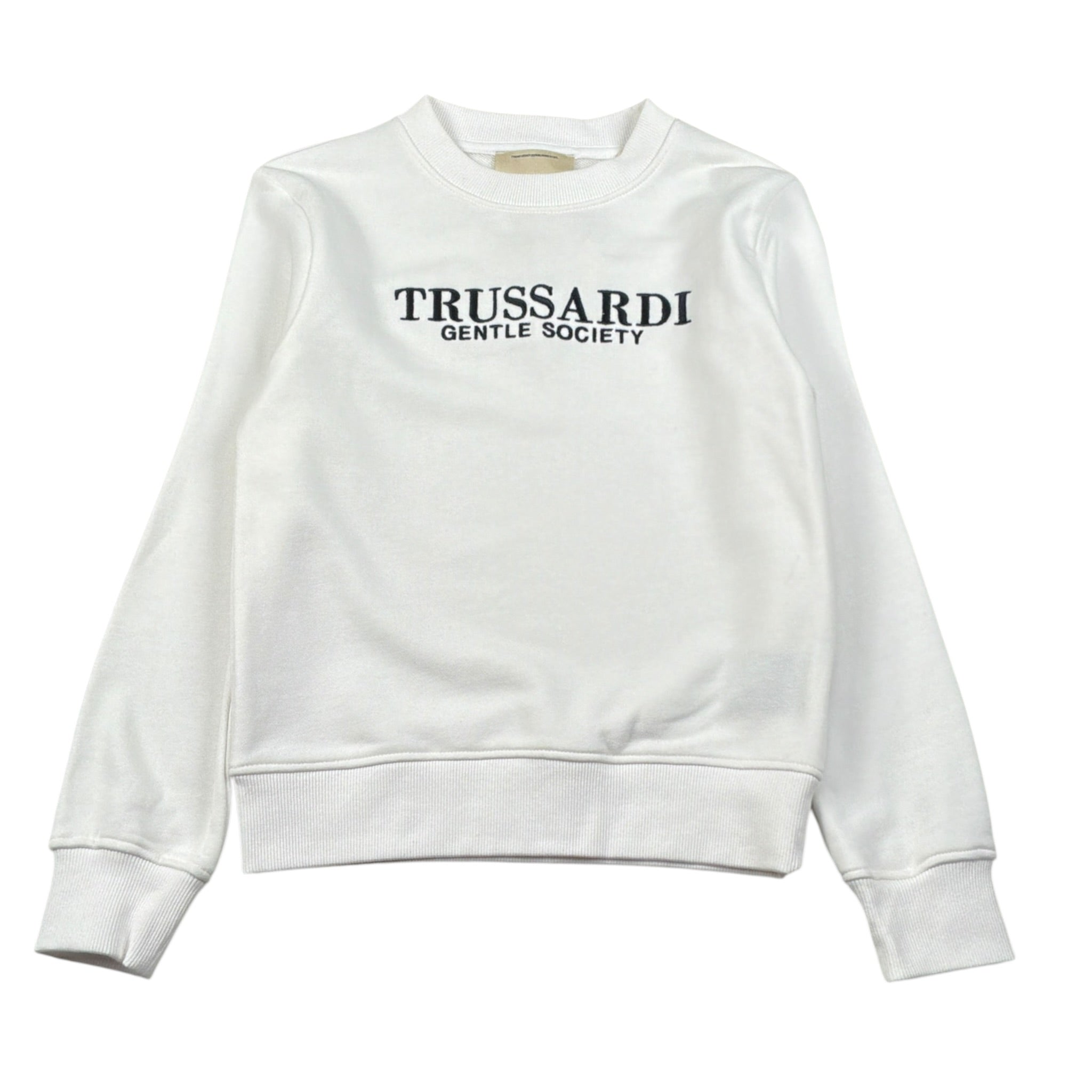 Trussardi Felpa Girocollo tinta unita con Stampa Bianco per Bambino TBA26005FE BIANCO TRUSSARDI 