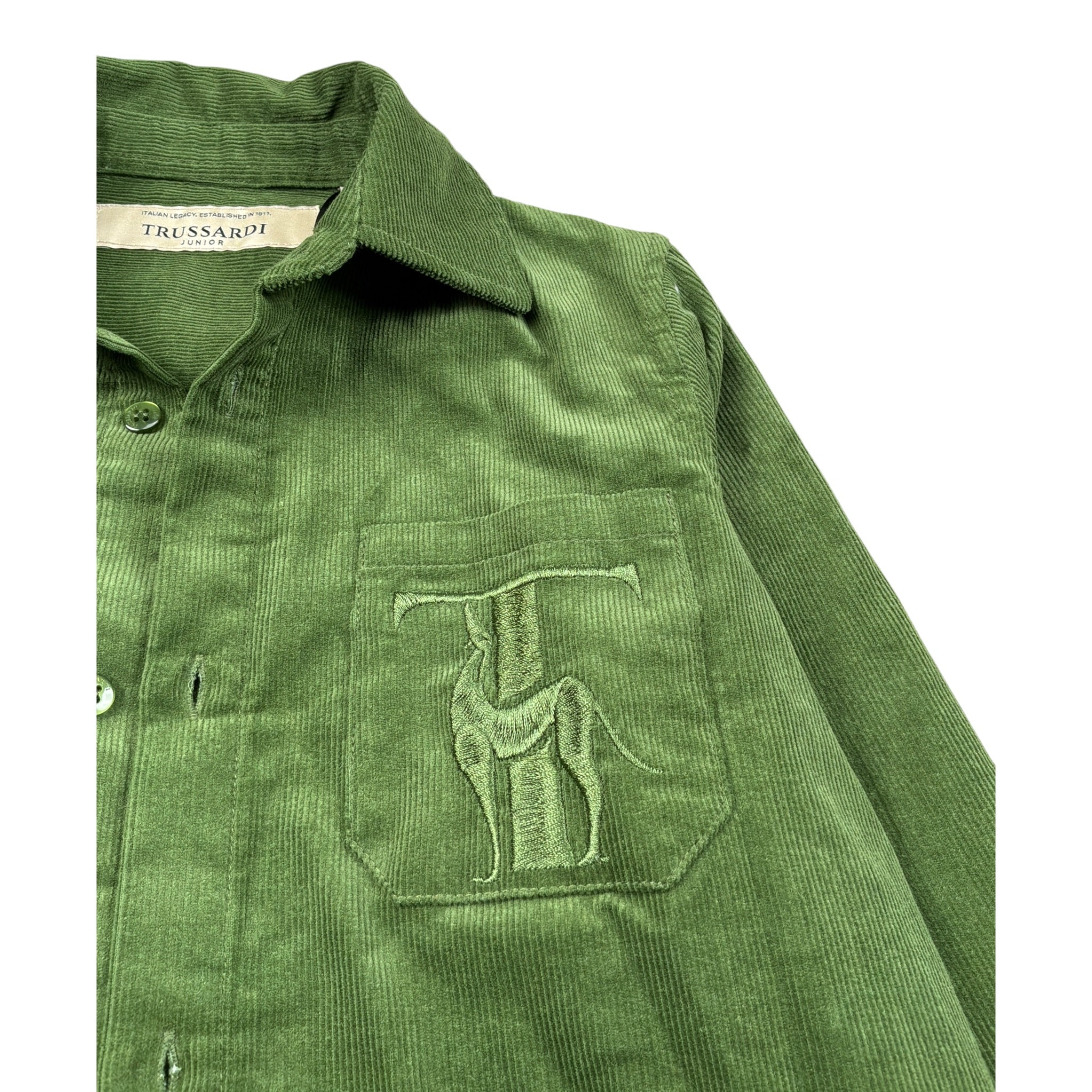 Trussardi Camicia Manica Lunga In Camoscio Verde per Bambino TBA26051CA VERDE TRUSSARDI 