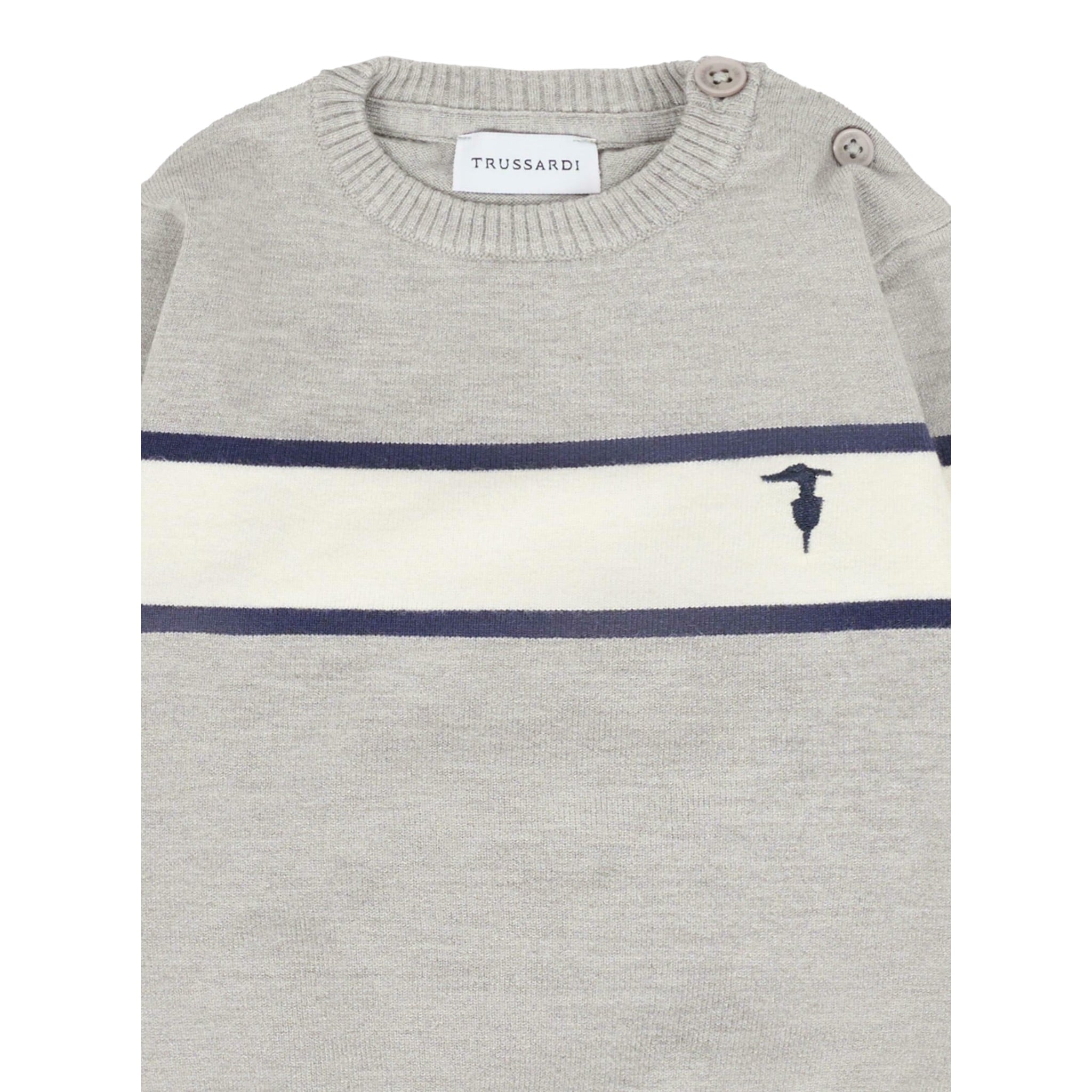 Trussardi Maglia Tricolore con Fantasia A Righe Grigio per Neonato TIA25030MAX GRIGIO TRUSSARDI 