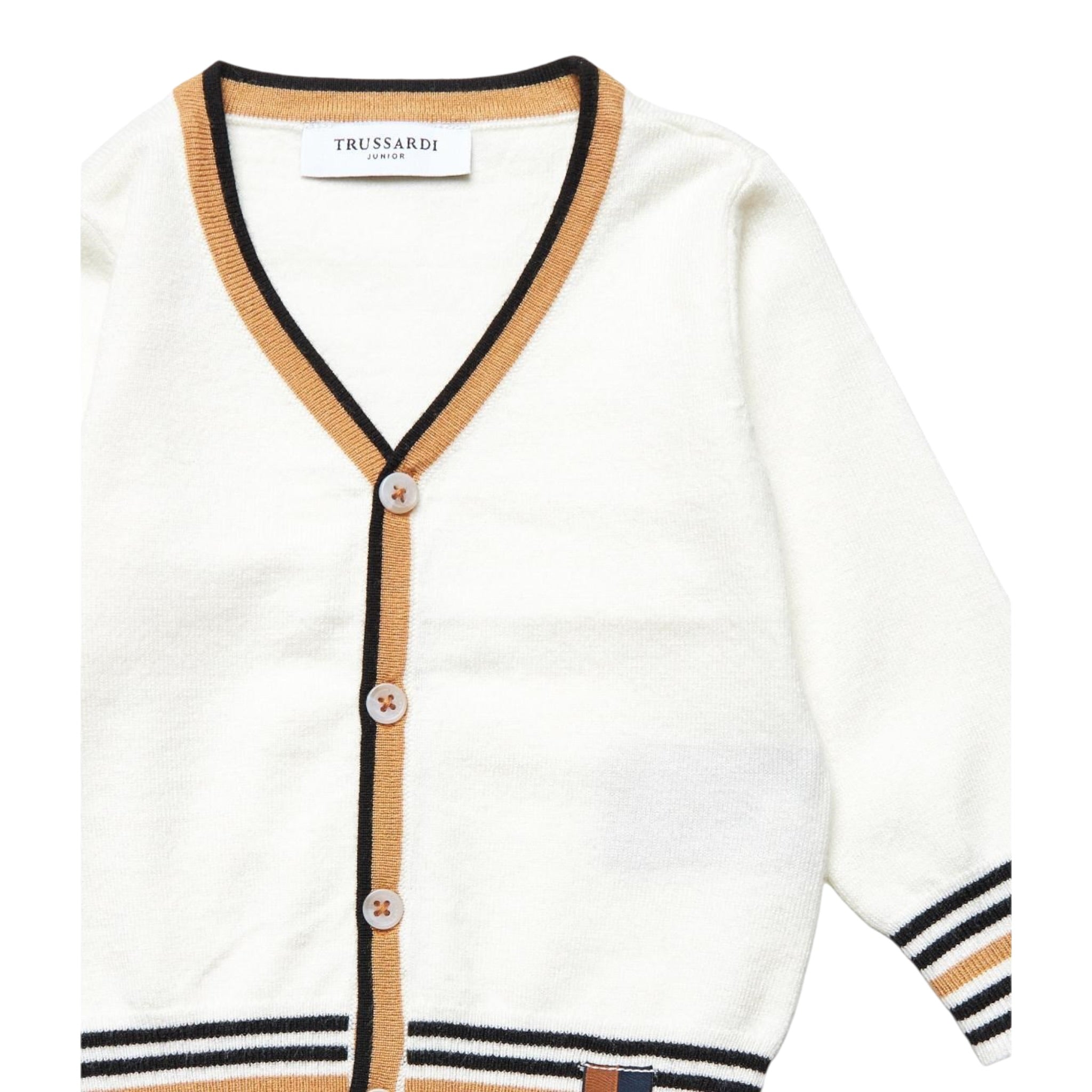 Trussardi Cardigan tinta unita con Profili In Contrasto Panna per Neonato TIA25078CD PANNA TRUSSARDI 
