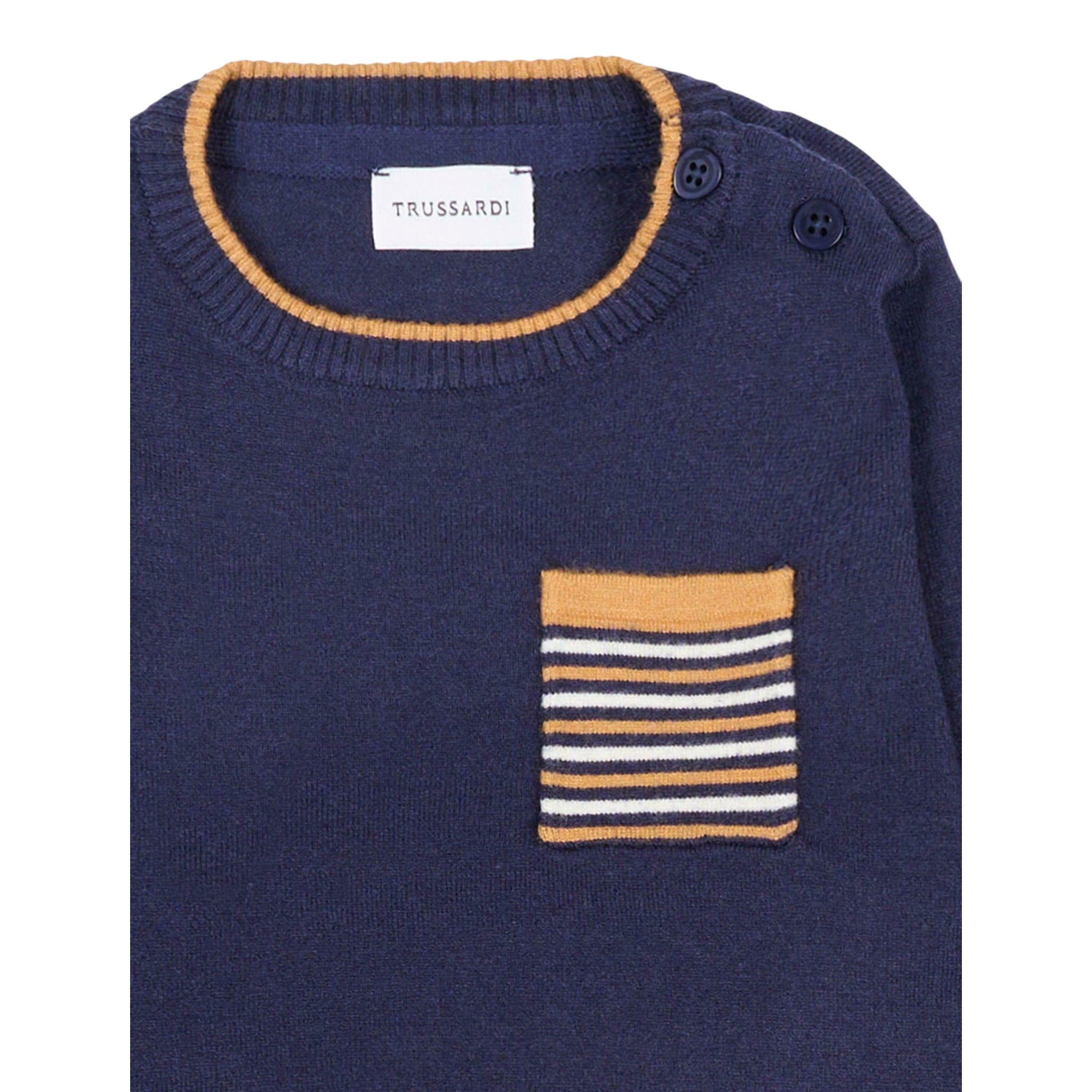 Trussardi Maglia Girocollo tinta unita con Taschino Blu per Neonato TIA25079MAX BLU TRUSSARDI 