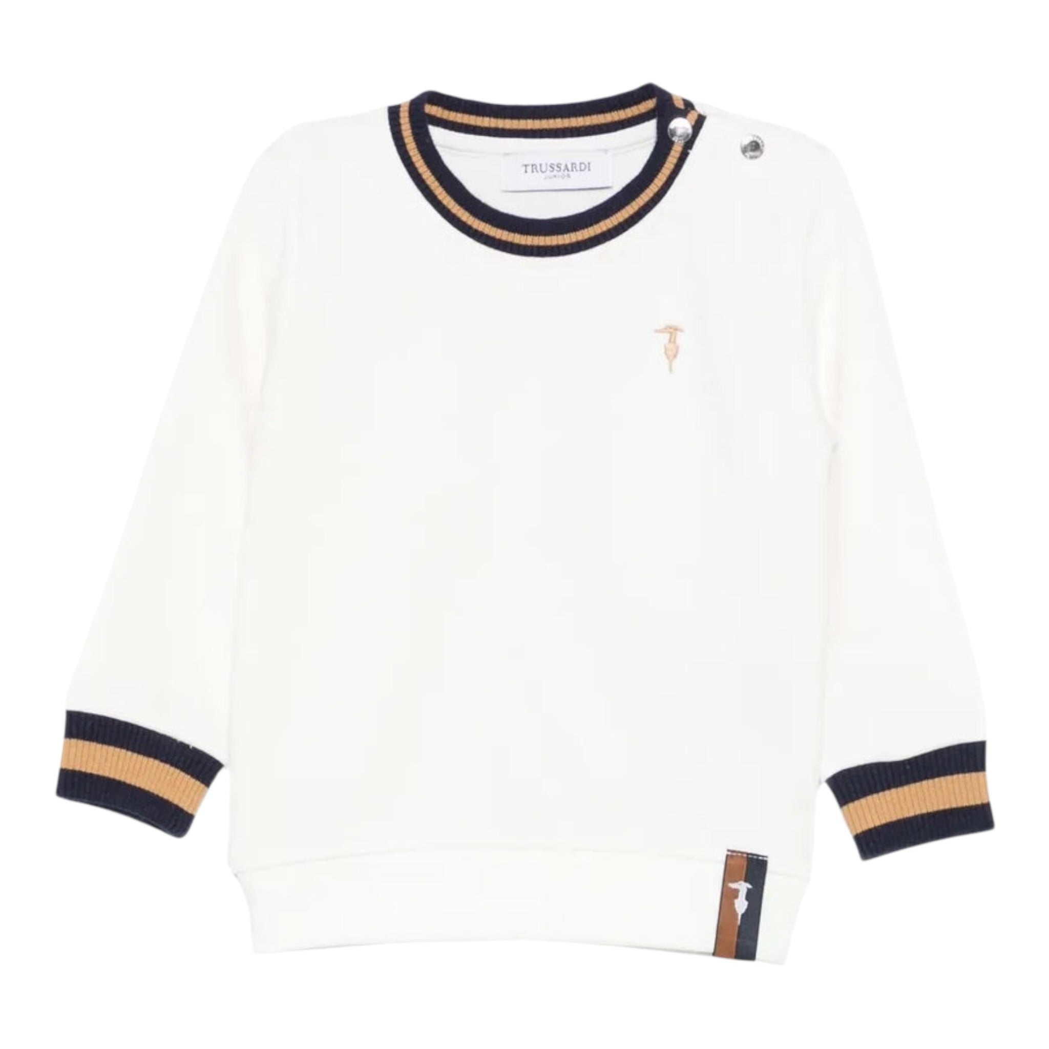 Trussardi Felpa tinta unita con Profili In Contrasto Bianco per Neonato TIA25080FE BIANCO TRUSSARDI 
