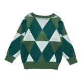 Trussardi Cardigan Bicolore con Stampa Rombi Verde per Neonato TIA25127CD VERDE TRUSSARDI 