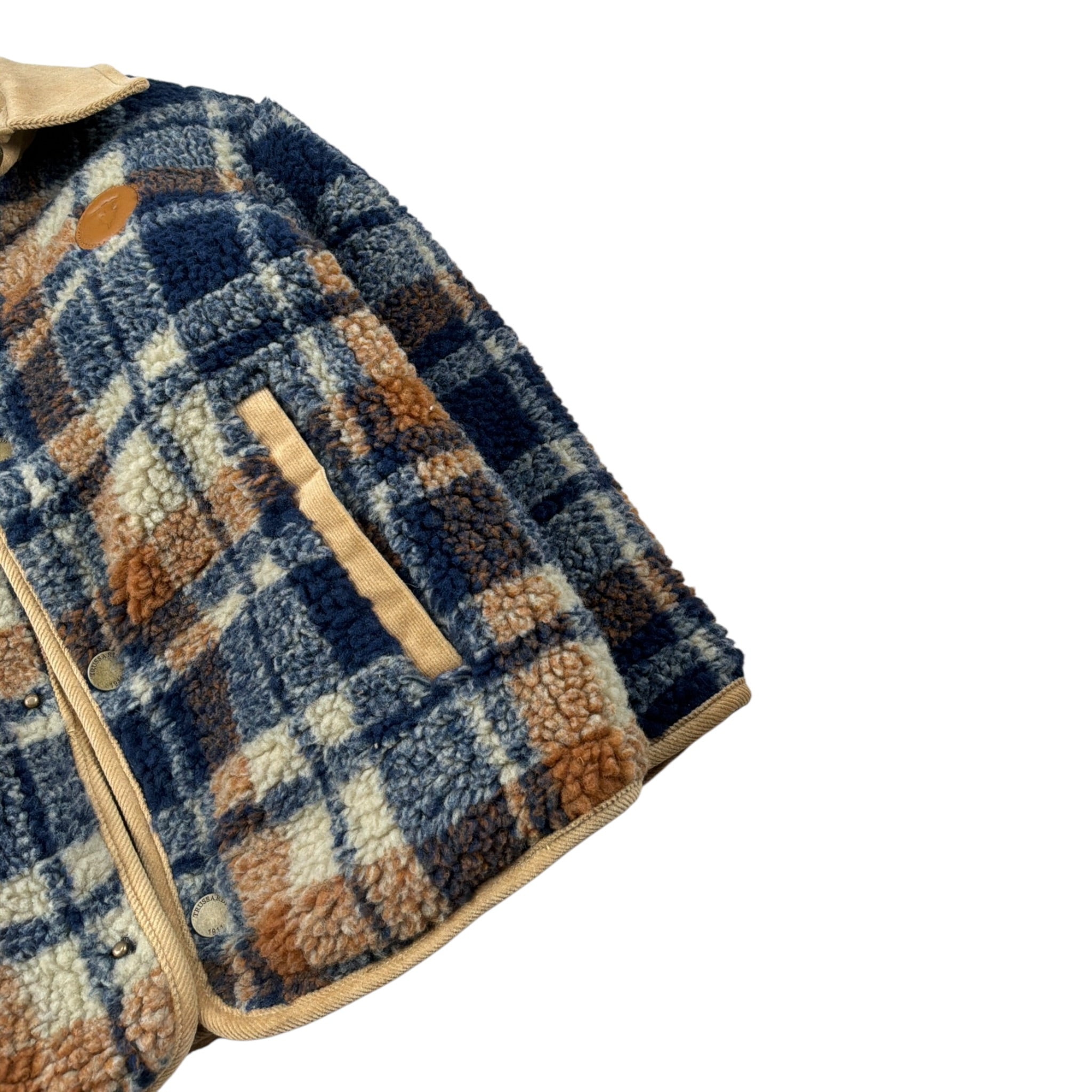 Trussardi Giubbino Tricolore con Fantasia A Quadri Modello Teddy Beige per Neonato TIA26099GB BEIGE TRUSSARDI 