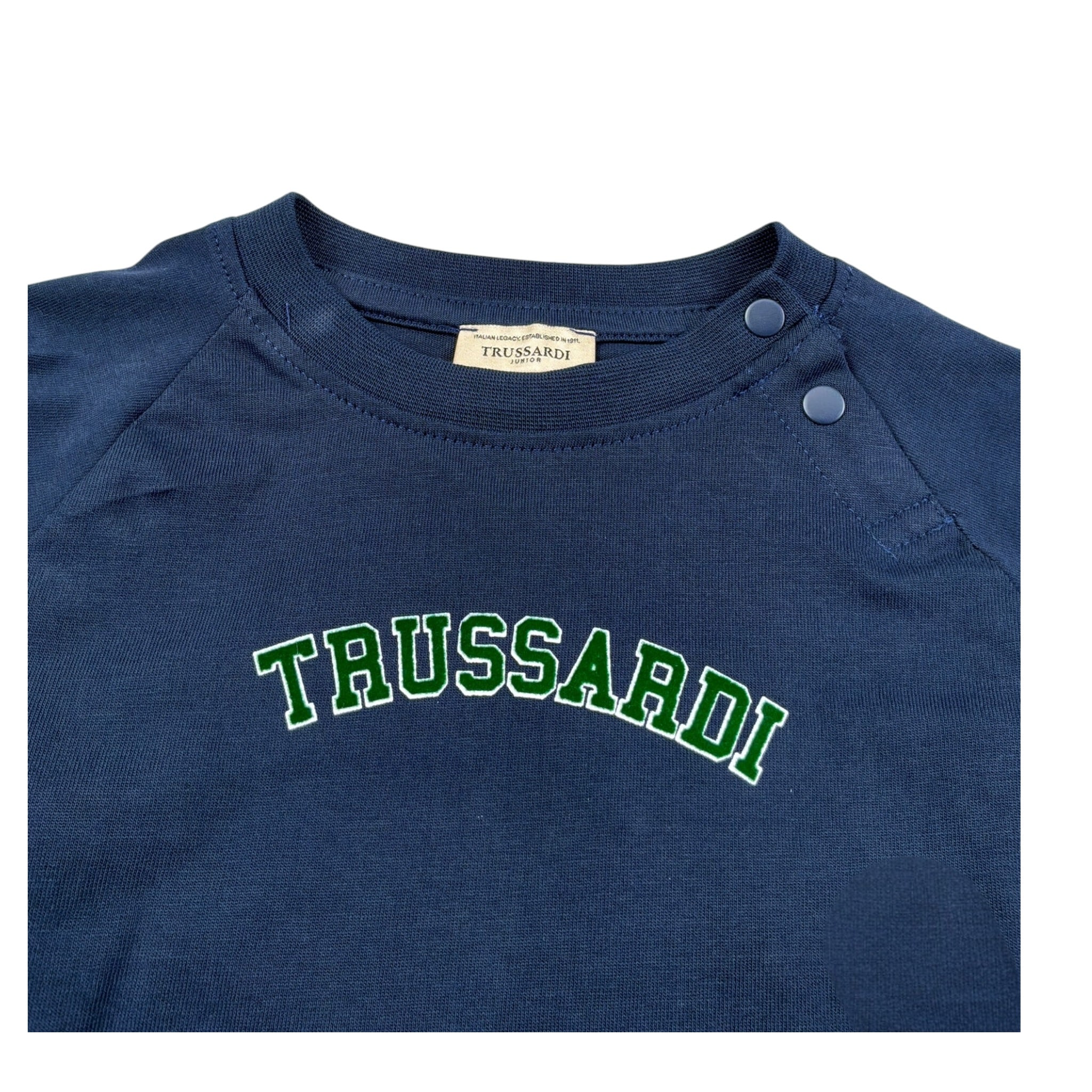Trussardi Shirt Girocollo tinta unita con Logo Blu per Neonato TIA26126TS BLU TRUSSARDI 
