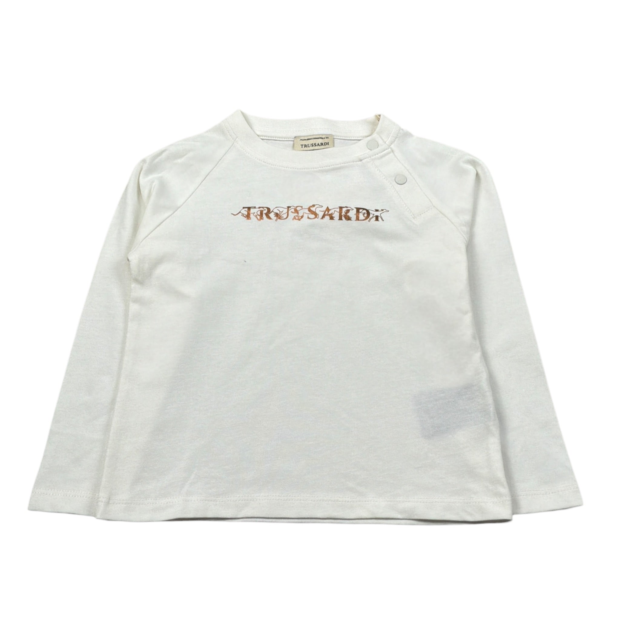 Trussardi Shirt Girocollo Tint Unita con Logo Panna per Neonata TIA26140TS PANNA TRUSSARDI 