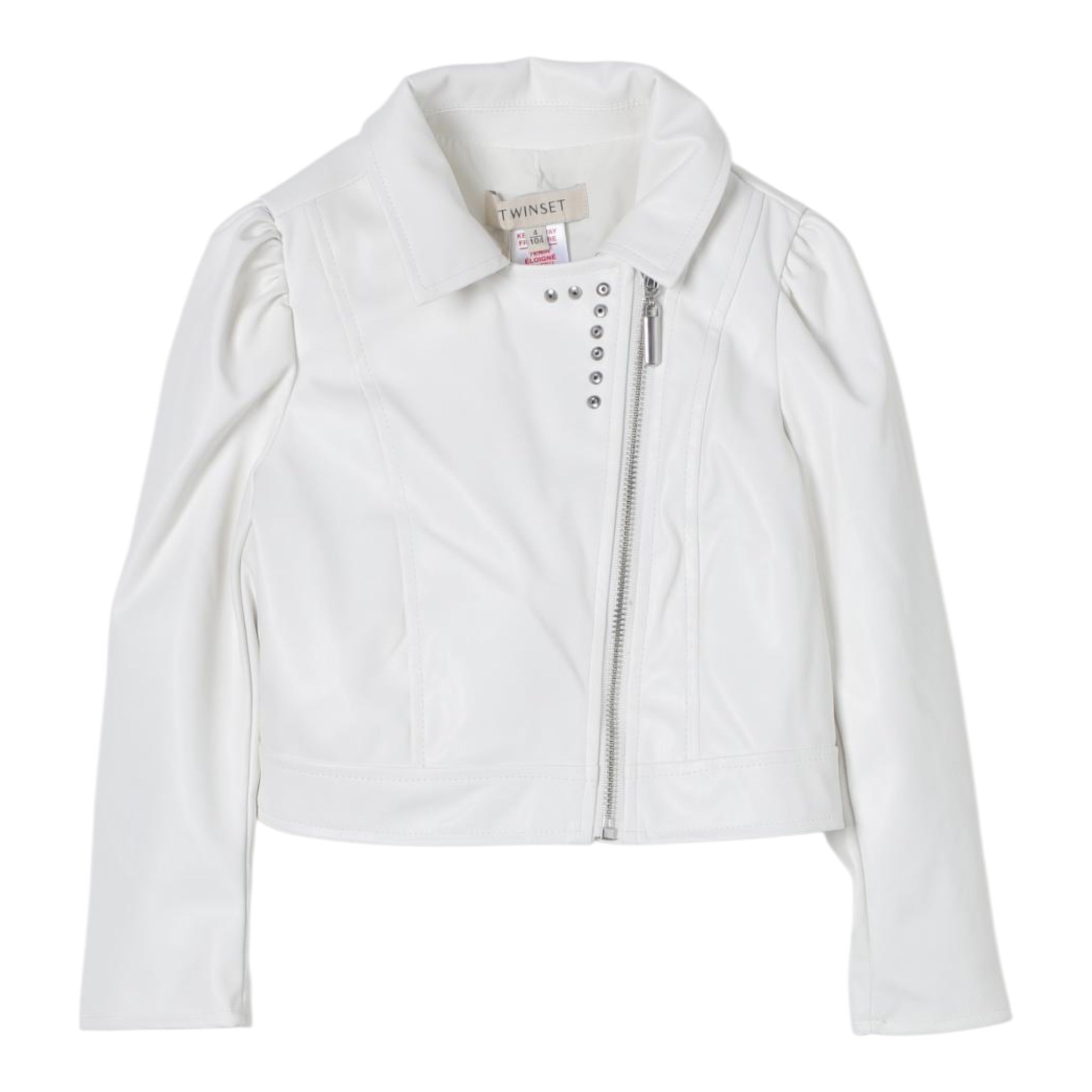 Twinset Giubbino Modello Chiodo In Ecopelle tinta unita Bianco per Neonata 241GJ2142N BIANCO TWINSET 