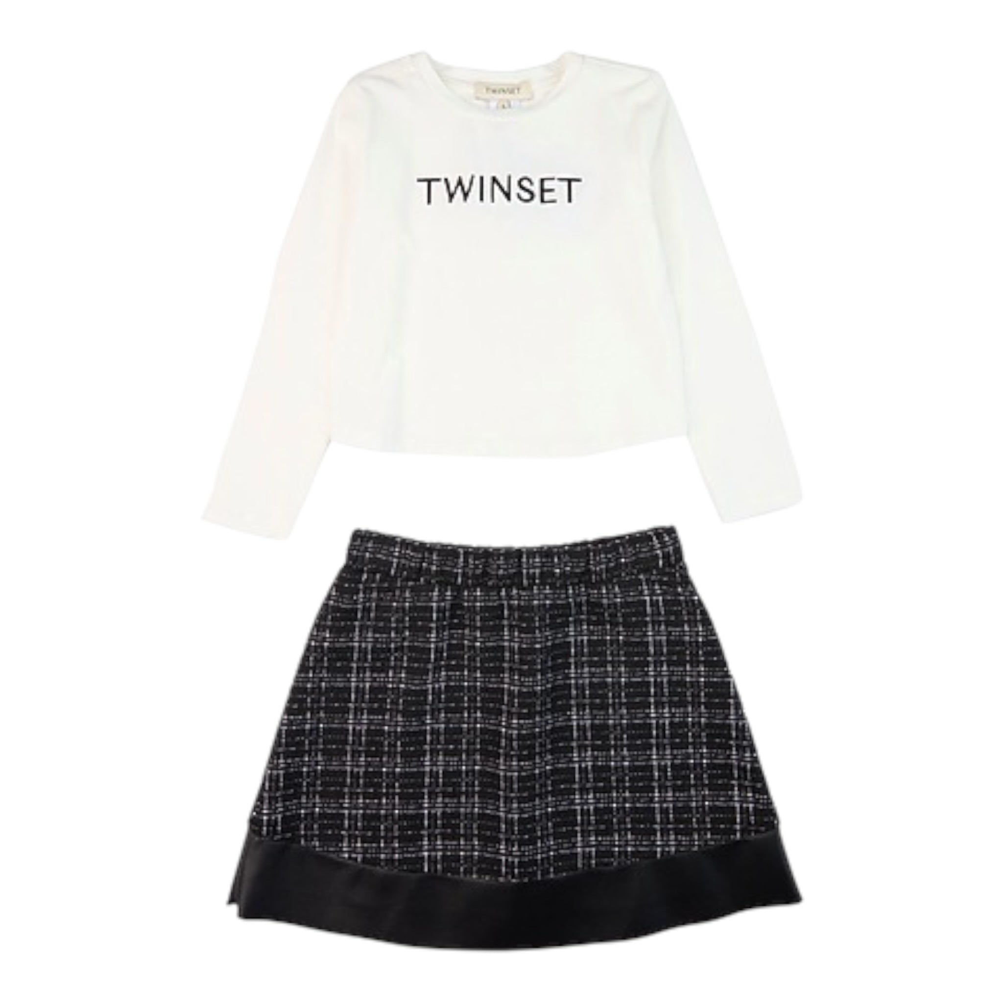 Twinset Completo 2Pz Shirt-Gonna Bicolore Bianco/Nero per Neonata 242GJ2070N BIANCO/NERO TWINSET 