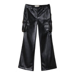Twinset Pantalone tinta unita In Ecopelle Nero per Bambina 242GJ2154 NERO TWINSET 