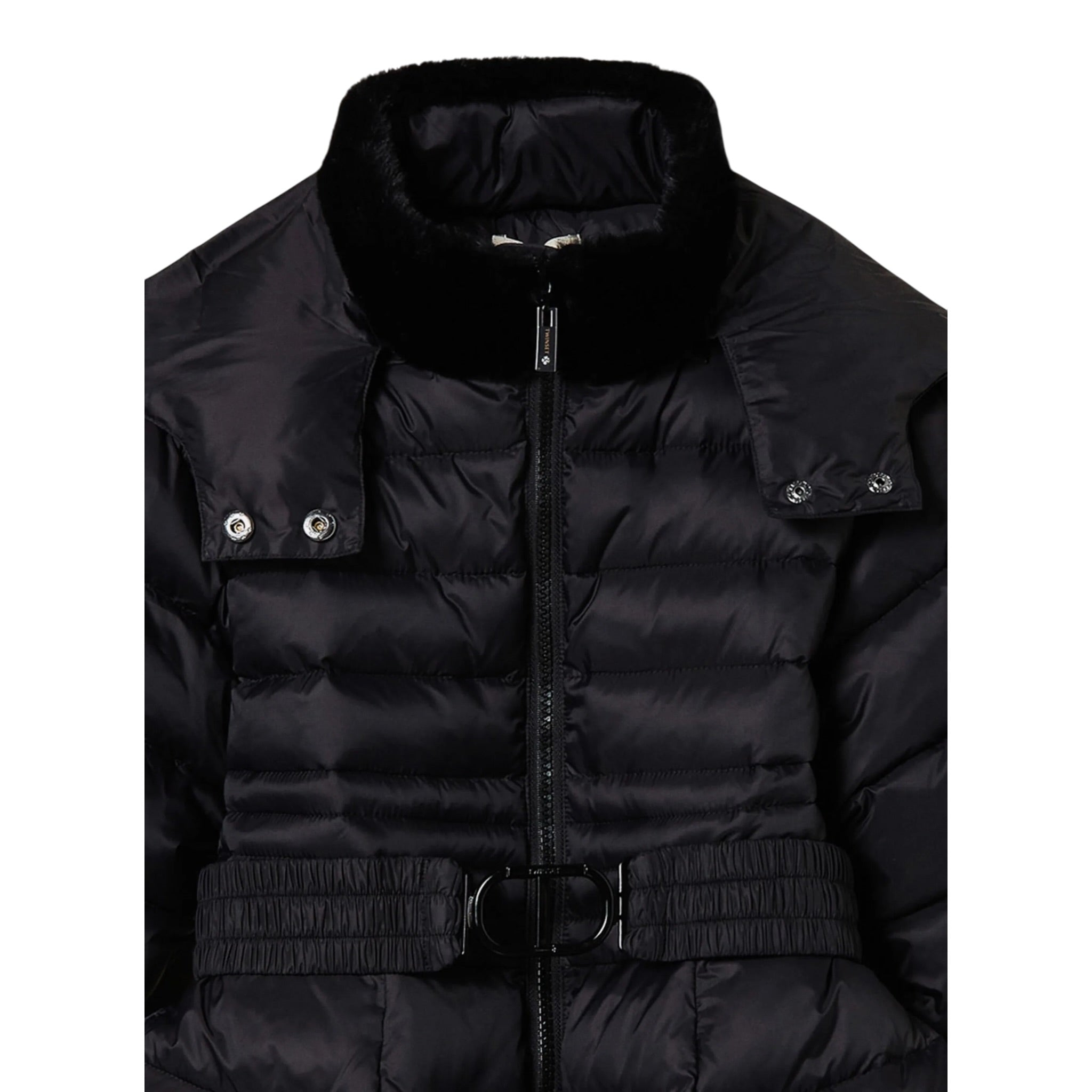 Twinset Giubbino tinta unita con Cappuccio Nero per Bambina 242GJ2320 NERO TWINSET 