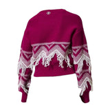 Twinset Maglia Girocollo tinta unita con Ricami Viola per Bambina 242GJ3131 VIOLA TWINSET 
