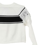 Twinset Maglia tinta unita con Logo E Frange Panna per Neonata 242GJ3163 PANNA TWINSET 