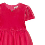 Twinset Abito In Velluto Mezza Manica con Tulle Fuxia per Bambina 252GB2200 FUXIA TWINSET 