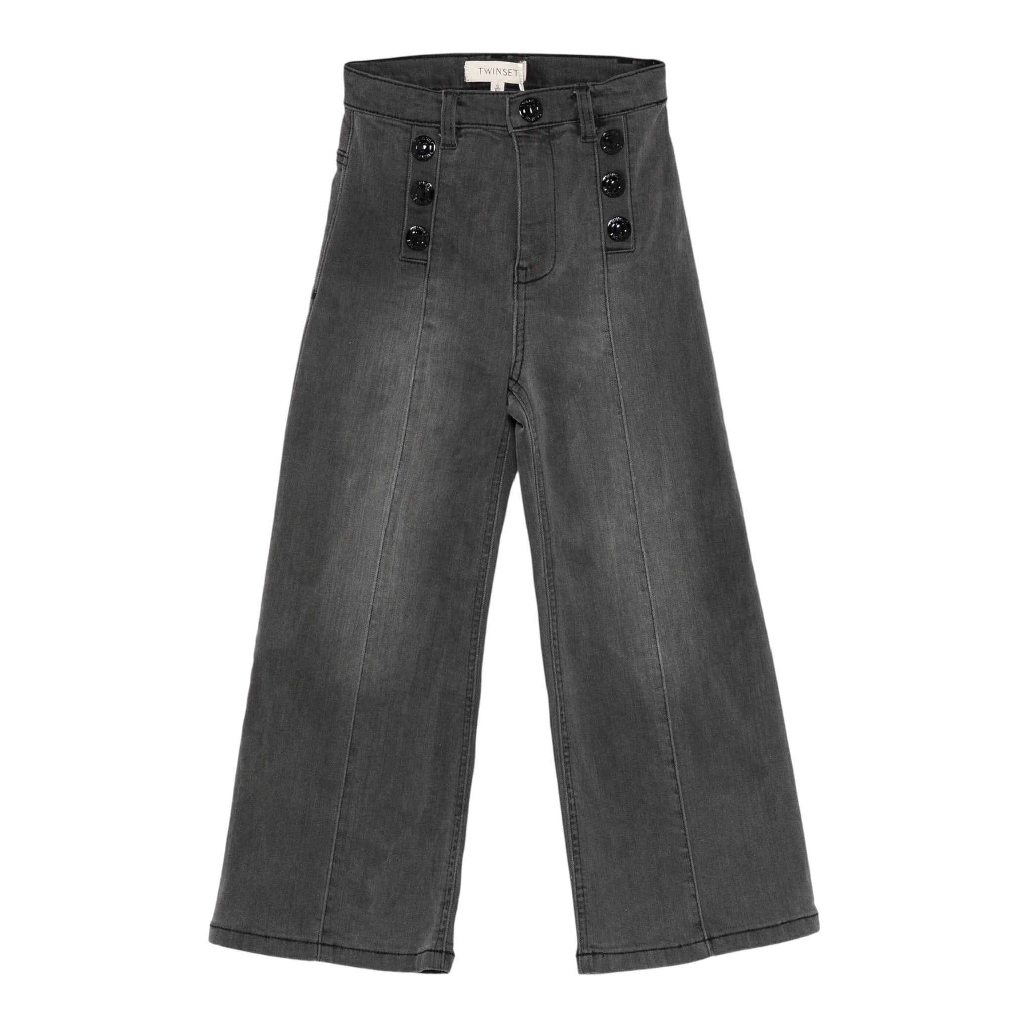 Twinset Jeans tinta unita con Bottoni Modello A Palazzo Grigio per Neonata 252GB2250XJ GRIGIO TWINSET 