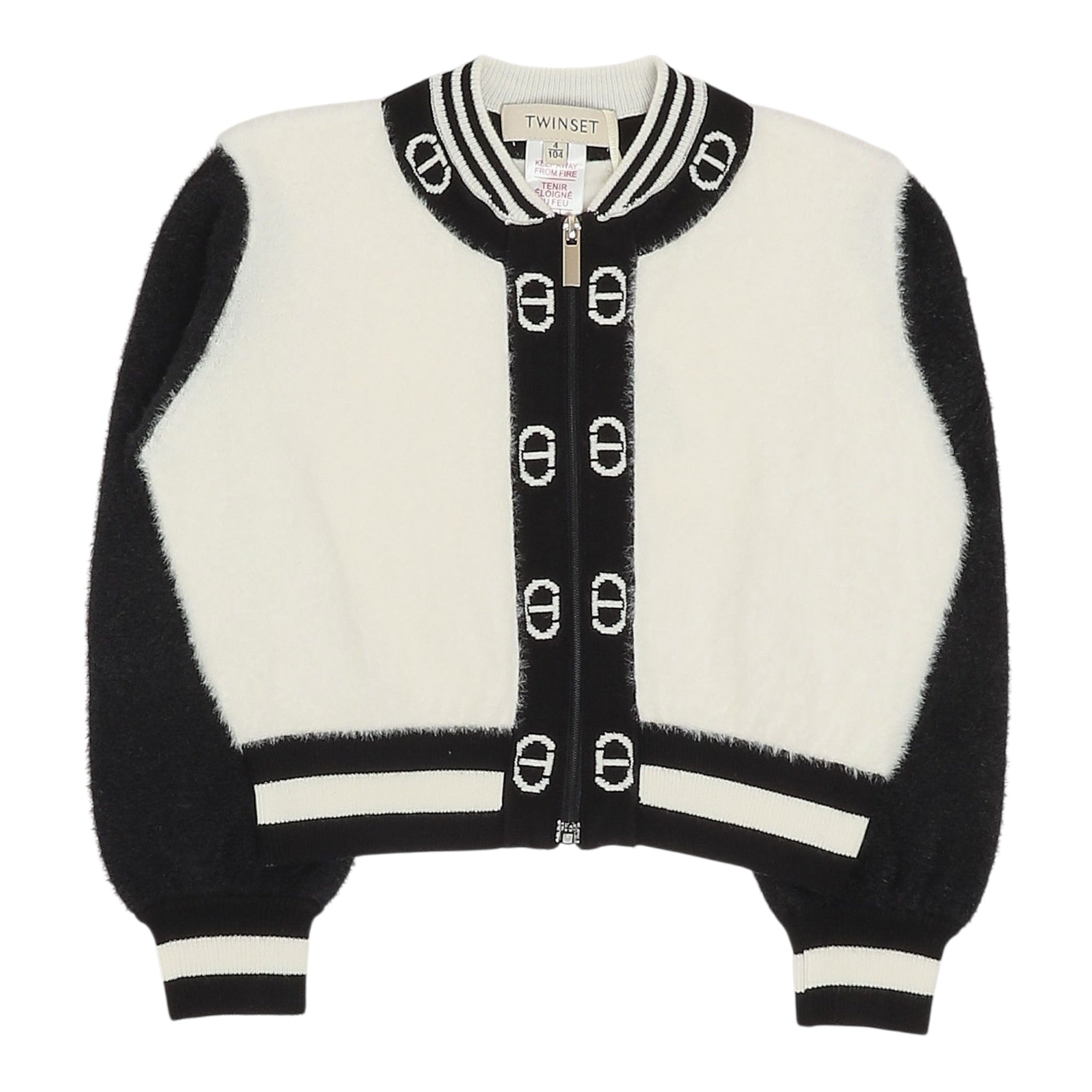 Twinset Cardigan Bicolore Logato Bianco/Nero per Bambina 252GB3020X BIANCO/NERO TWINSET 