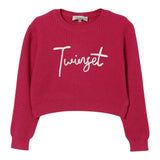 Twinset Maglia tinta unita con Stampa Fuxia per Bambina 252GB3040 FUXIA TWINSET 