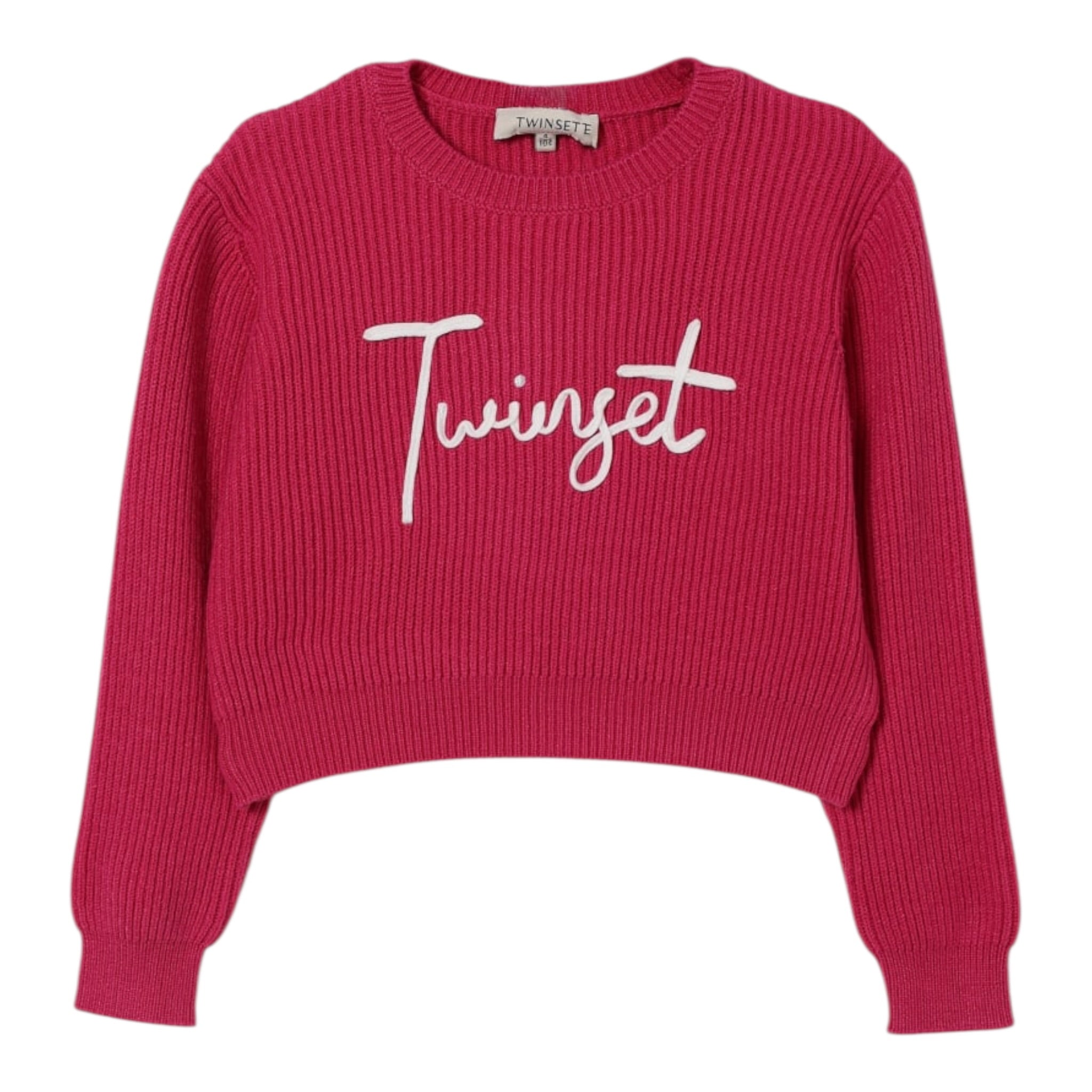 Twinset Maglia tinta unita con Stampa Fuxia per Bambina 252GB3040X FUXIA TWINSET 