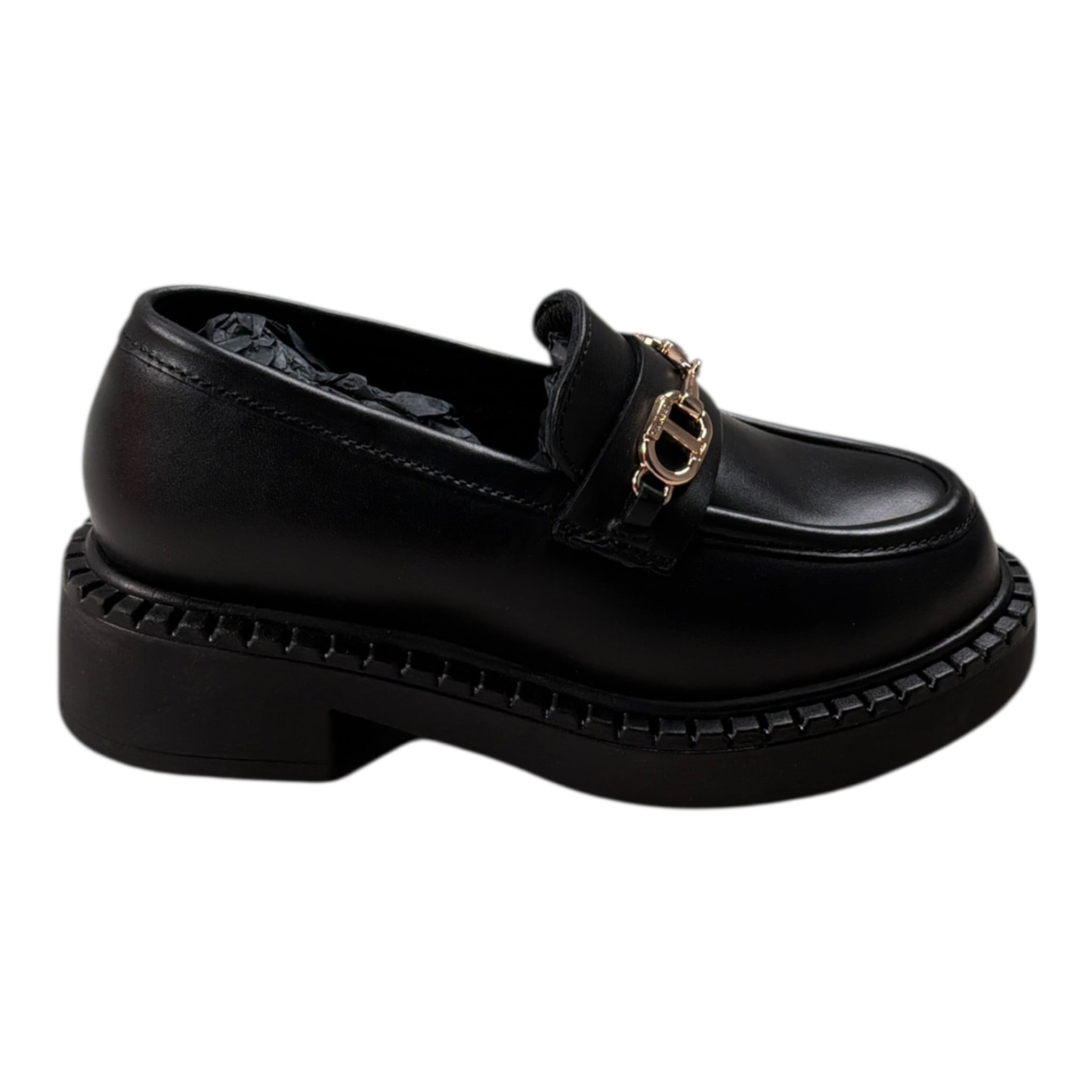 Twinset Mocassini tinta unita con Logo Nero per Bambina 252GCJ034 NERO TWINSET 