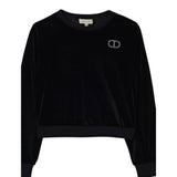 Twinset Felpa tinta unita In Velluto Nero per Bambina 252GJ2033 NERO TWINSET 