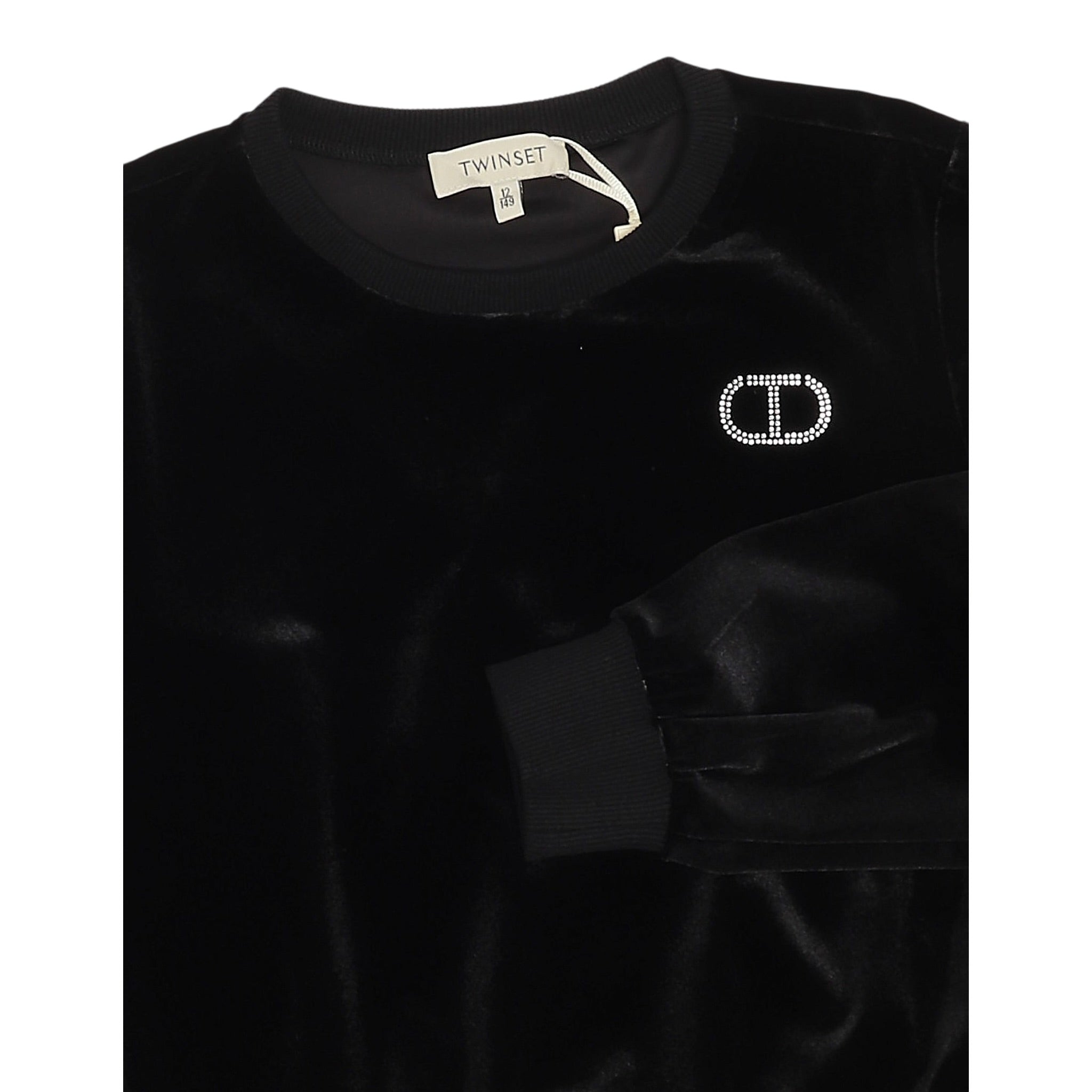 Twinset Felpa tinta unita In Velluto Nero per Bambina 252GJ2033X NERO TWINSET 