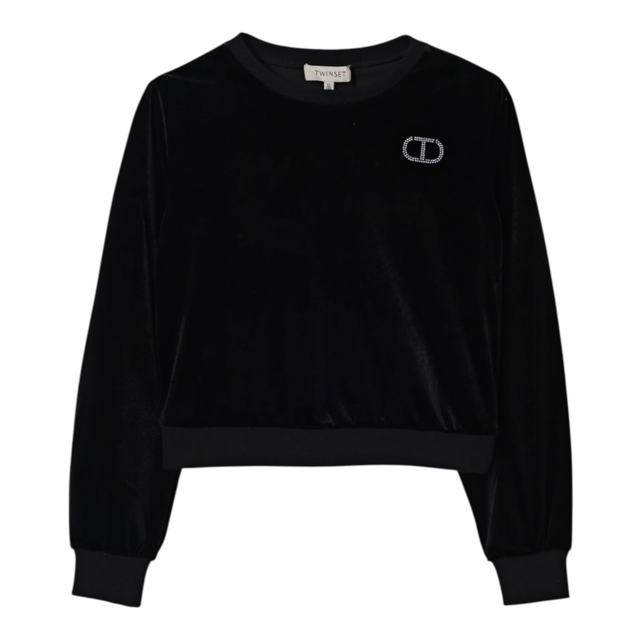 Twinset Felpa tinta unita In Velluto Nero per Bambina 252GJ2033XX NERO TWINSET 