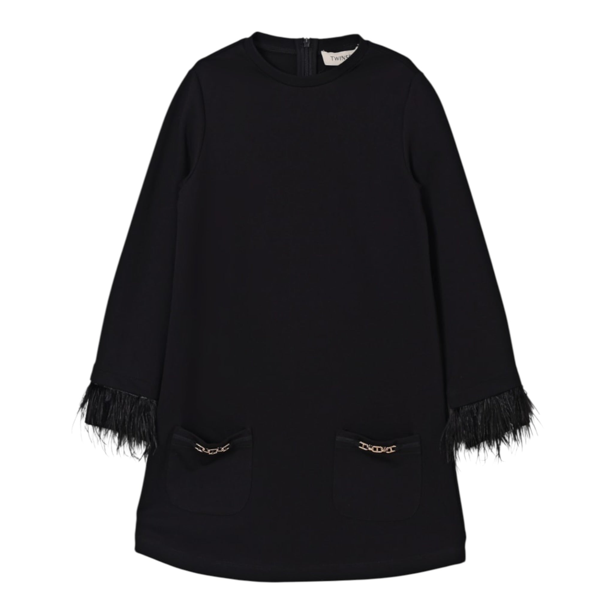 Twinset Abito tinta unita con Polsini Rimovibili Nero per Bambina 252GJ2111XX NERO TWINSET 