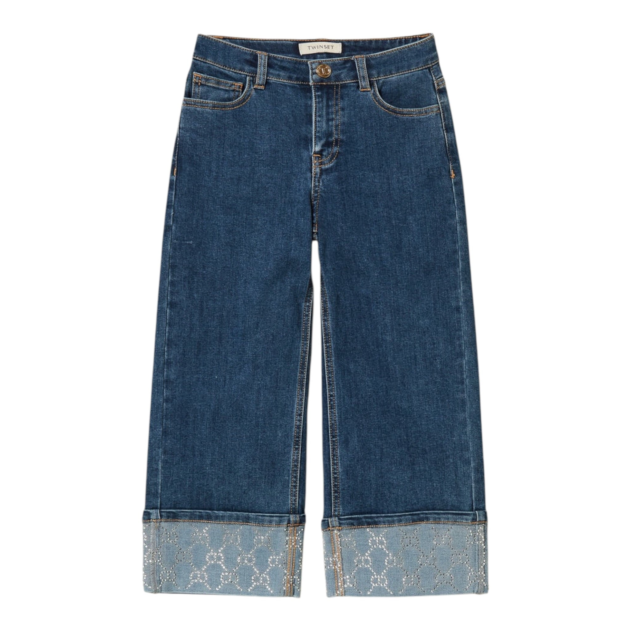 Twinset Jeans tinta unita Modello Palazzo Blu per Bambina 252GJ2190 BLU TWINSET 