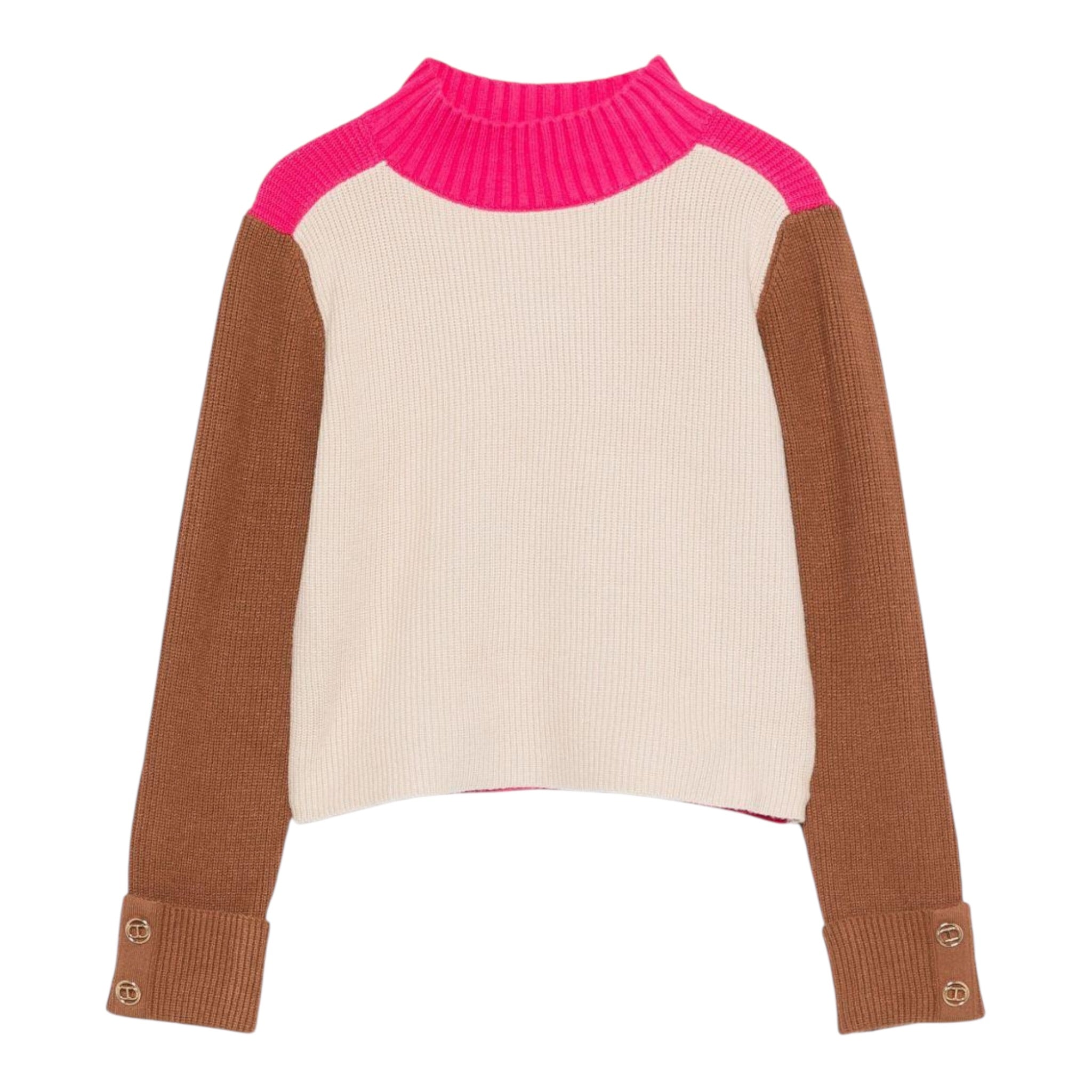 Twinset Maglia Tricolore Collo Alto Multicolor per Bambina 252GJ3060 MULTICOLOR TWINSET 