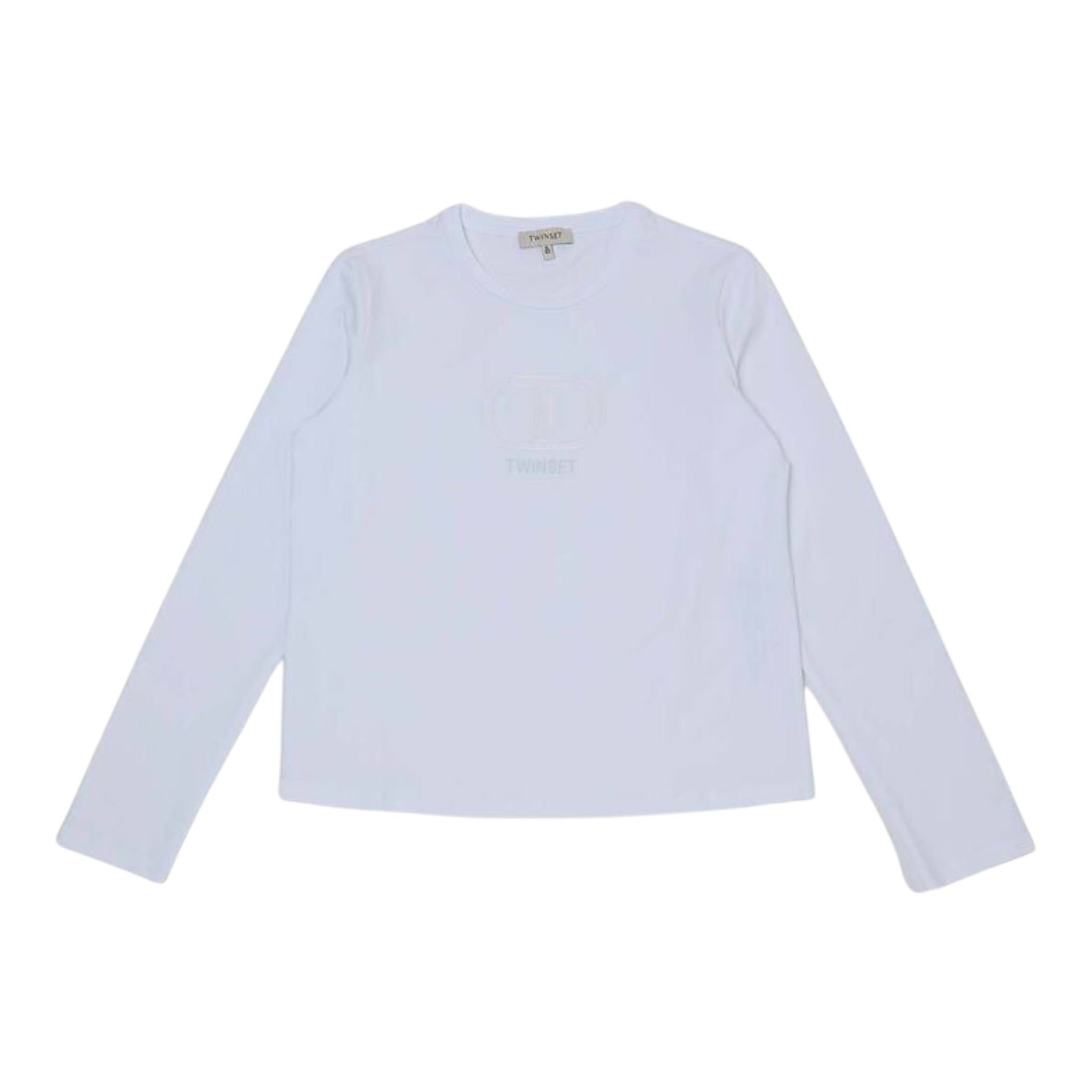 Twinset Shirt Girocollo tinta unita con Logo Bianco per Bambina 252GJ306B BIANCO TWINSET 