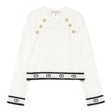 Twinset Maglia Girocollo tinta unita con Loghi Panna per Bambina 252GJ3073 PANNA TWINSET 