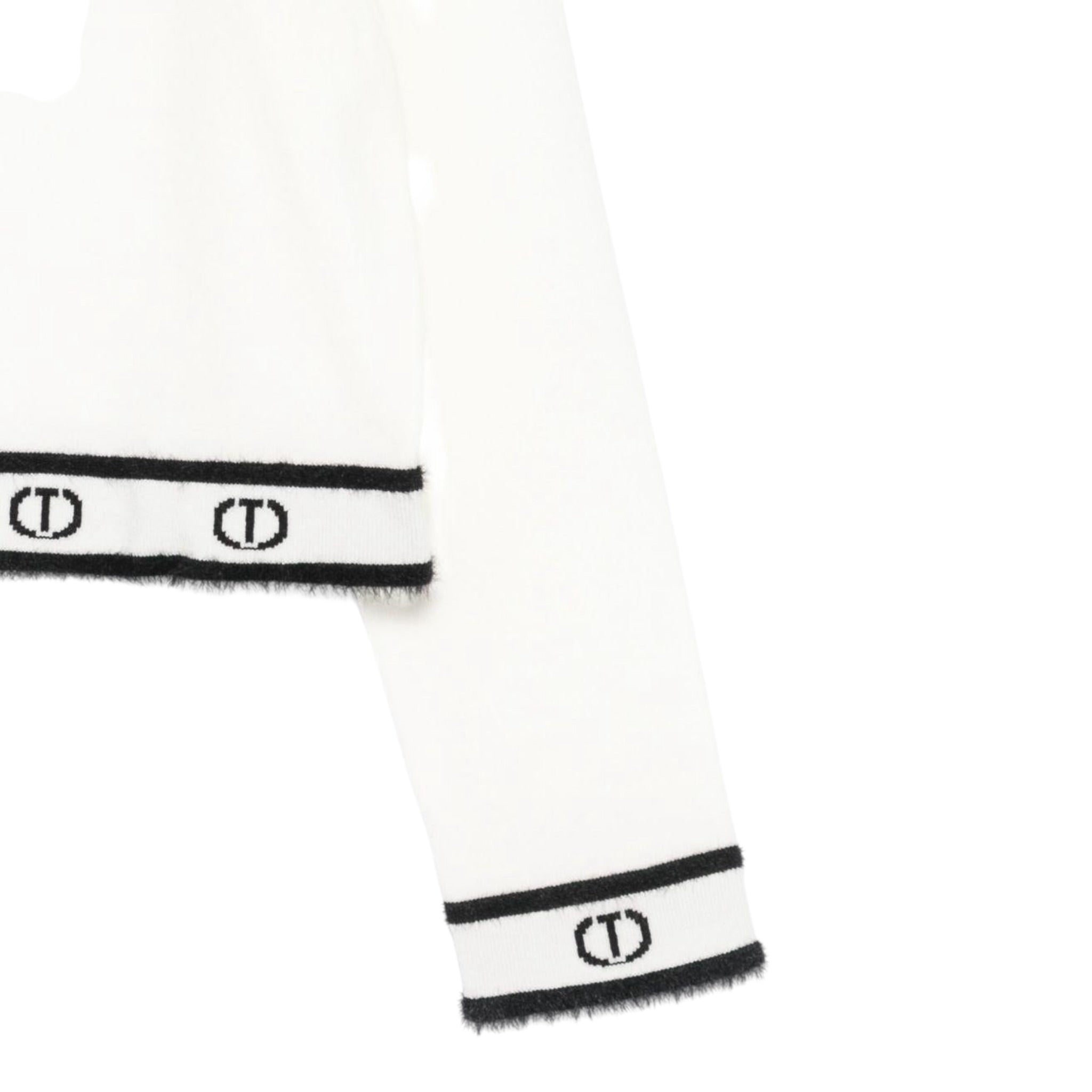 Twinset Maglia Girocollo tinta unita con Loghi Panna per Bambina 252GJ3073 PANNA TWINSET 