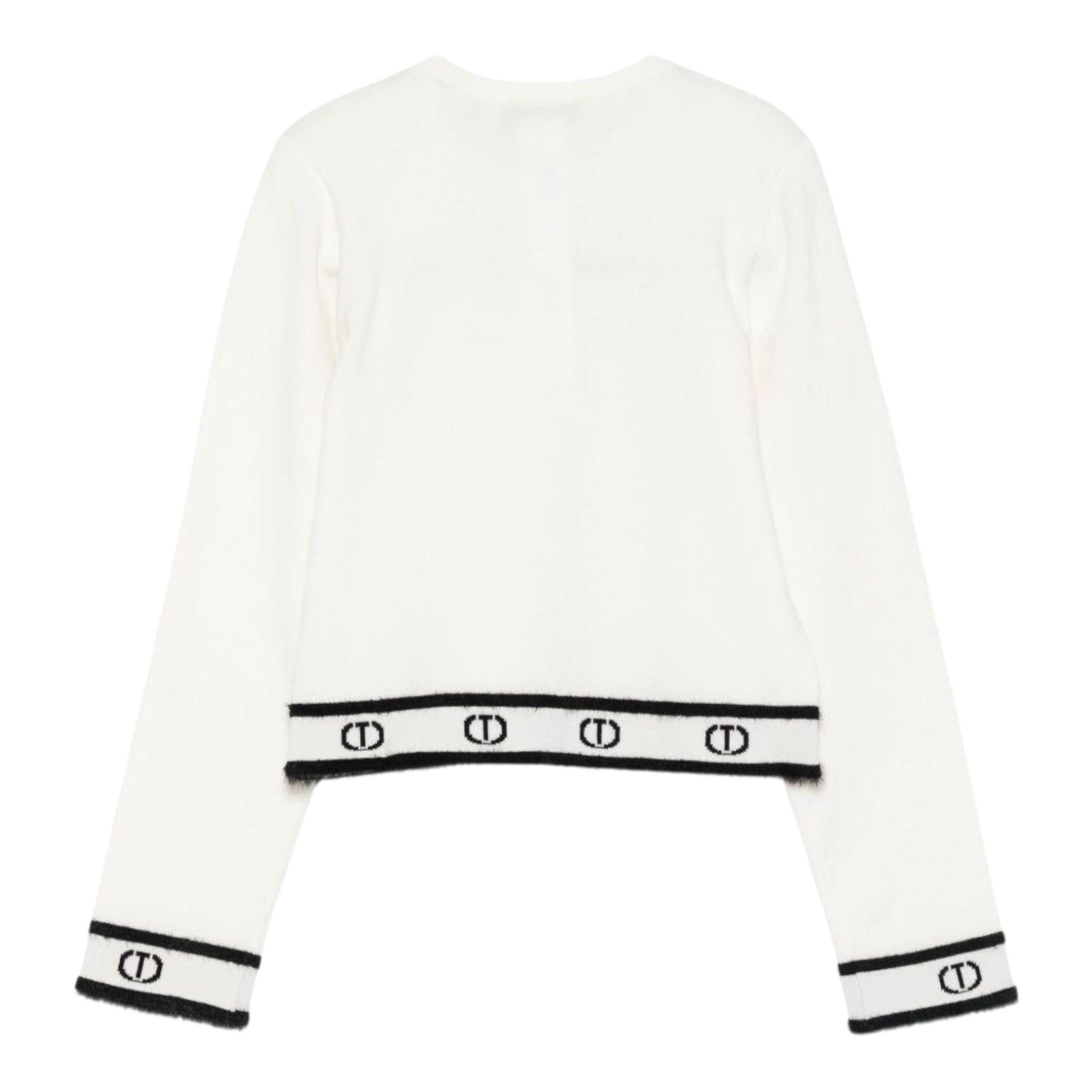 Twinset Maglia Girocollo tinta unita con Loghi Panna per Bambina 252GJ3073 PANNA TWINSET 