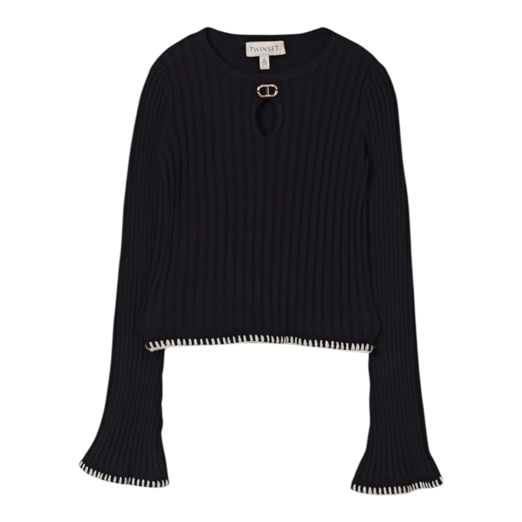 Twinset Maglia tinta unita con Profili In Contrasto Nero per Bambina 252GJ3092 NERO TWINSET 