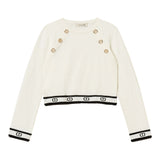 Twinset Maglia Girocollo tinta unita con Logo Panna per Bambina 262GJ3073 PANNA TWINSET 