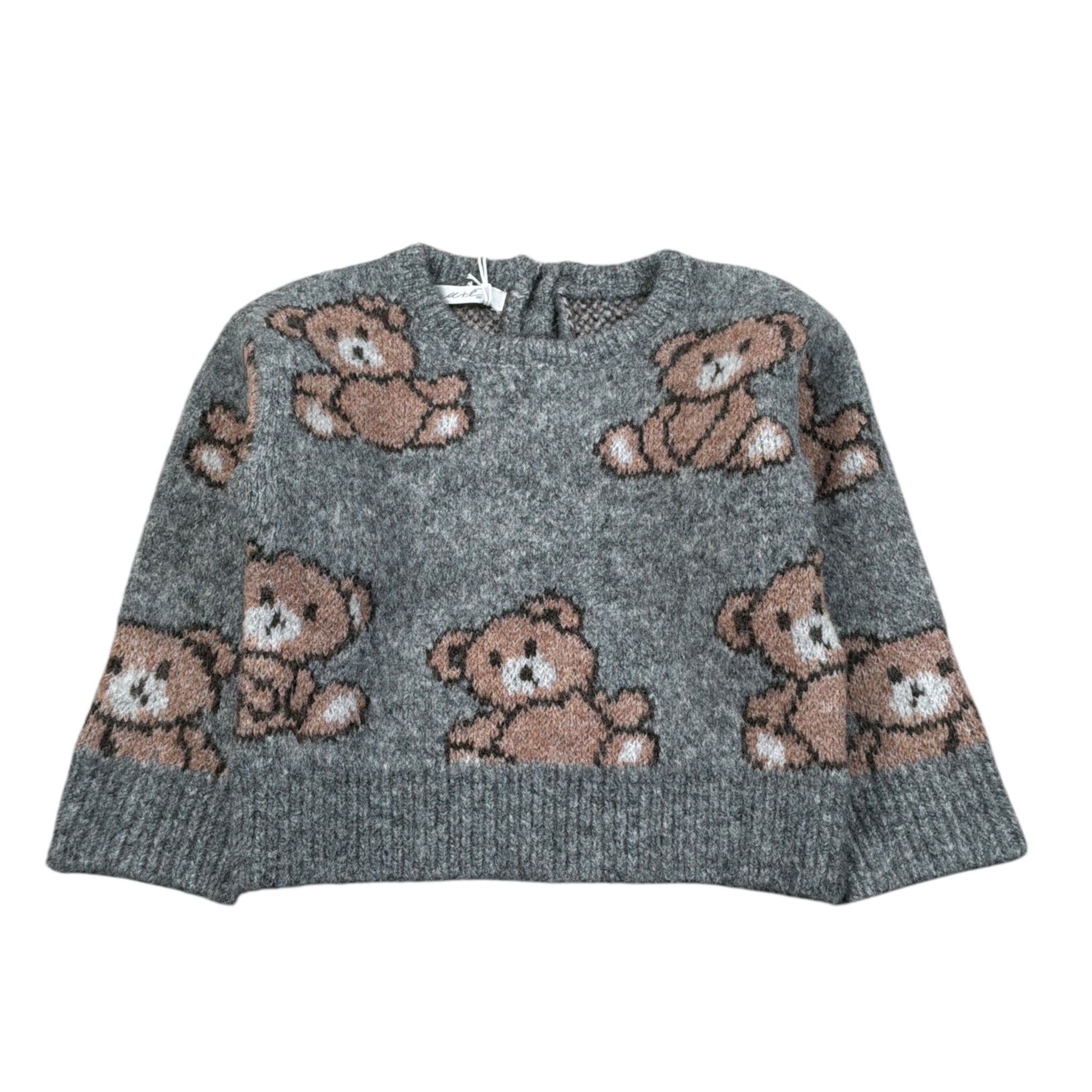 U+È Maglia Girocollo tinta unita con Orsi Grigio per Bambina UE1905JX GRIGIO U+è 