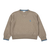 U.S. Polo Assn Maglia Girocollo tinta unita Fango per Bambino LANA FANGO U.S. POLO ASSN 