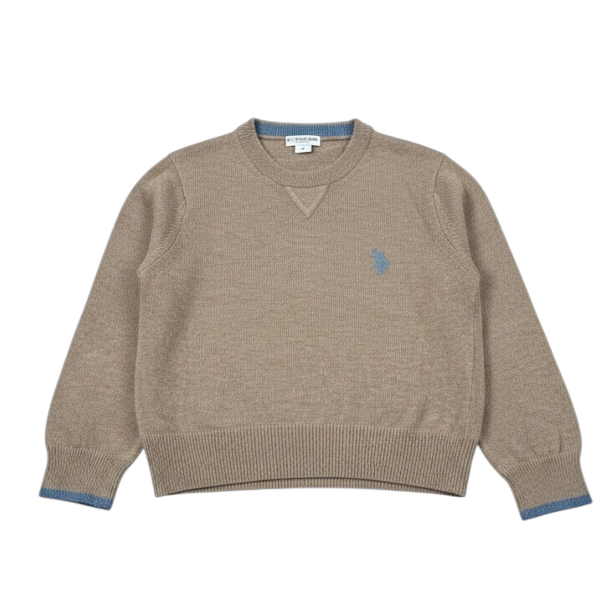 U.S. Polo Assn Maglia Girocollo tinta unita Fango per Bambino LANA FANGO U.S. POLO ASSN 