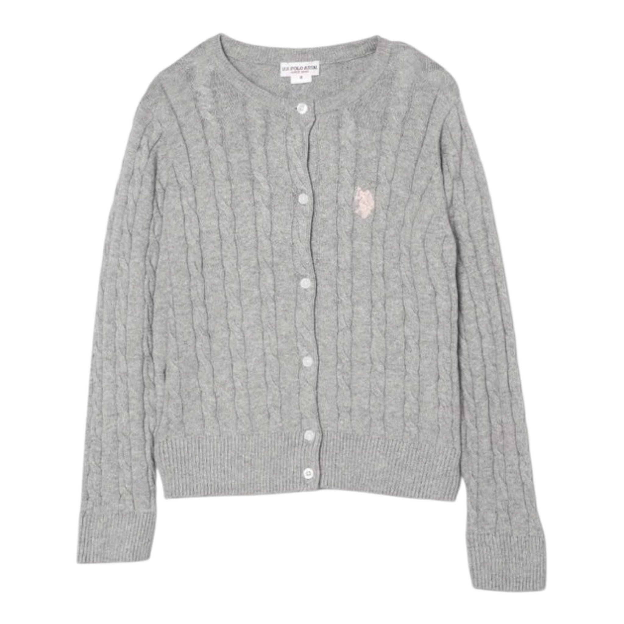 U.S. Polo Assn Cardigan tinta unita con Logo Grigio per Bambina US42675J GRIGIO U.S. POLO ASSN 