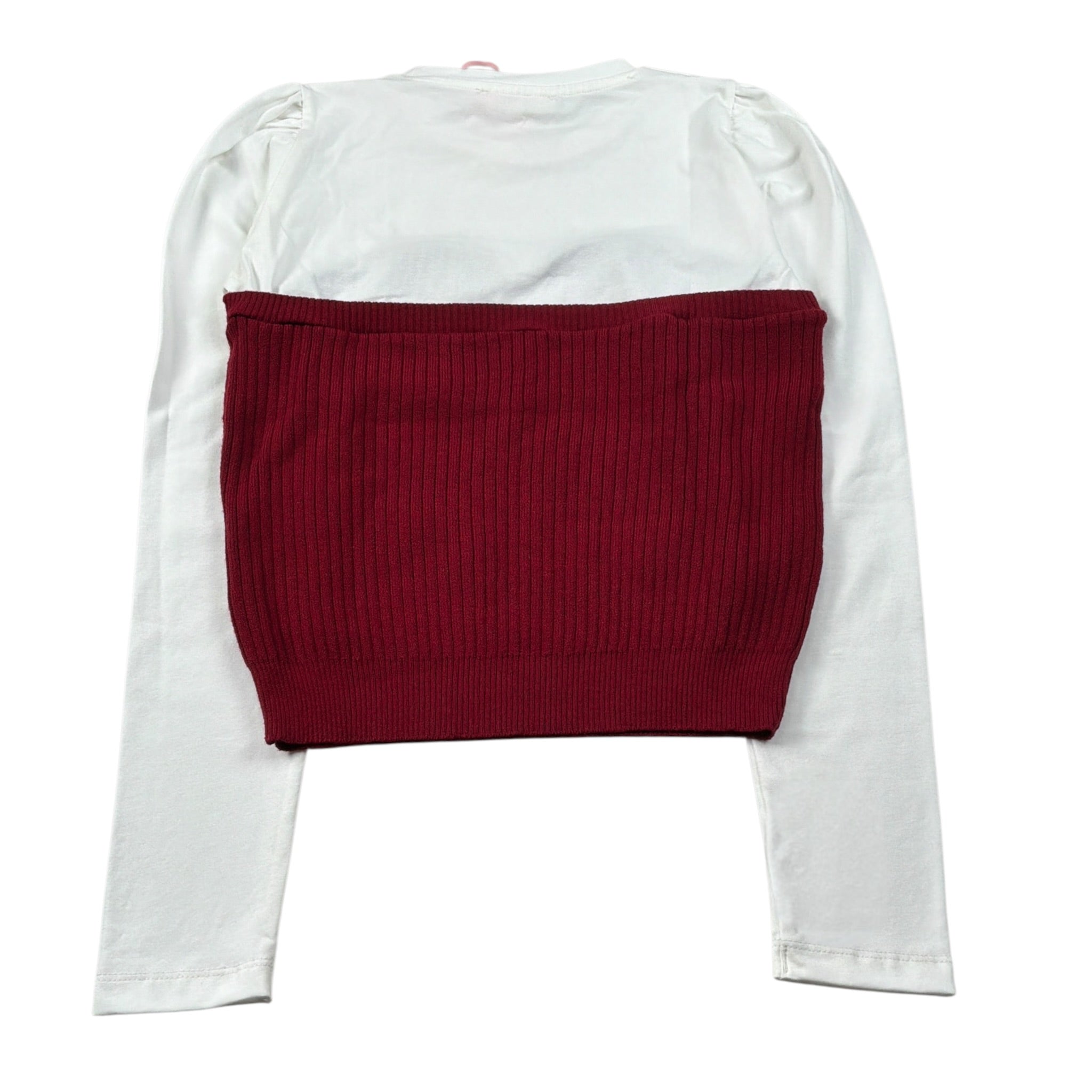 Vicolo Shirt Girocollo Bicolore Bianco/Bordeaux per Bambina 3141W00293 BIANCO/BORDEAUX VICOLO 
