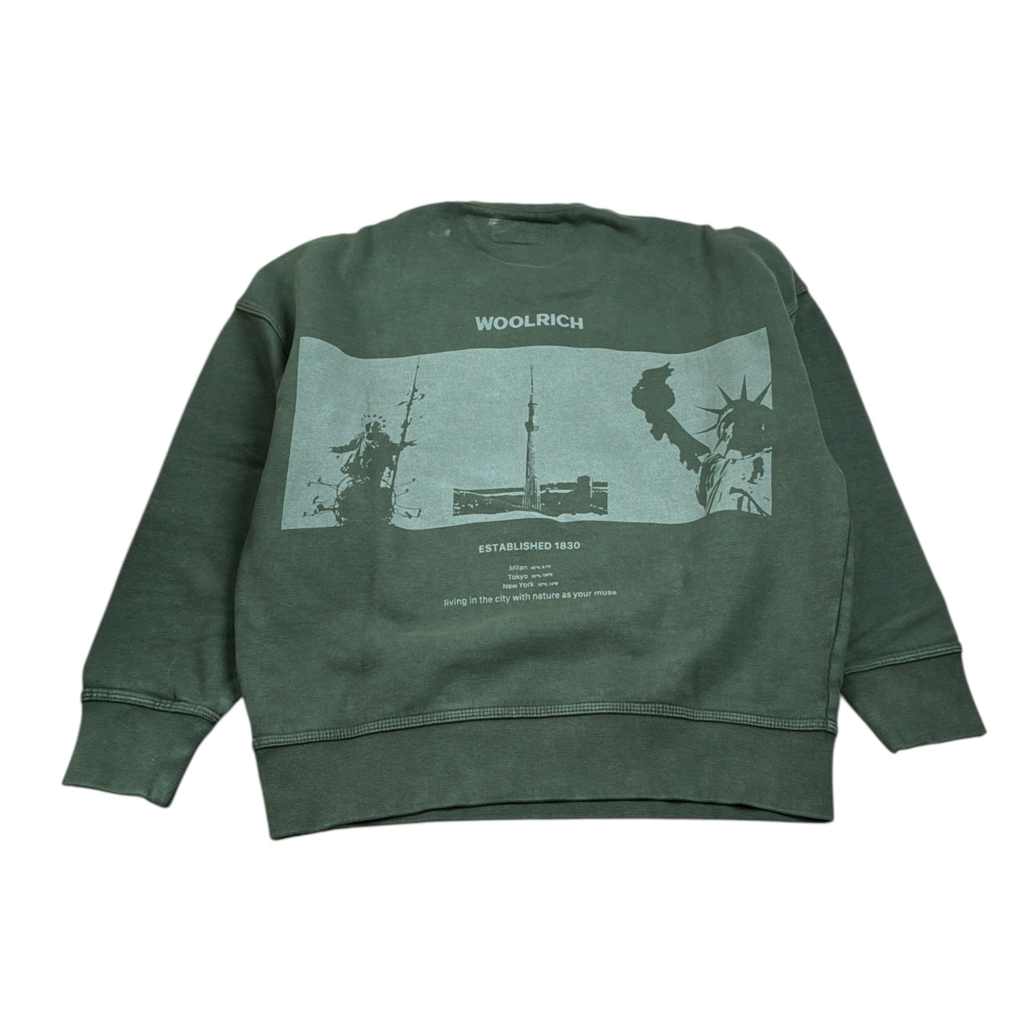 Woolrich Felpa Girocollo tinta unita con Stampa Verde per Bambino CFWKSW2004 VERDE WOOLRICH 