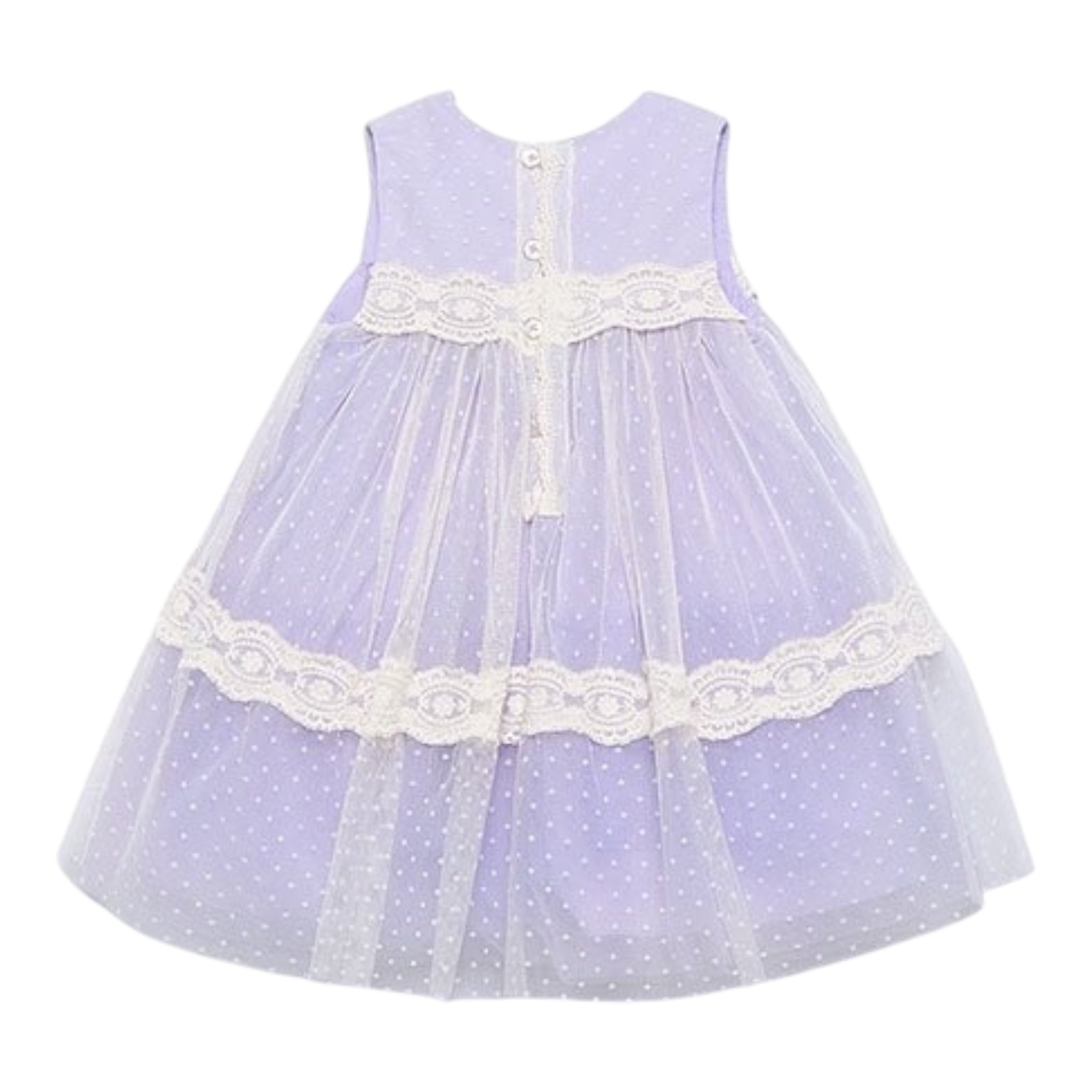 Abel & Lula Abito Cerimonia Tinta Unita con Tulle Giromanica per Neonata 5016 LILLA ABEL & LULA 