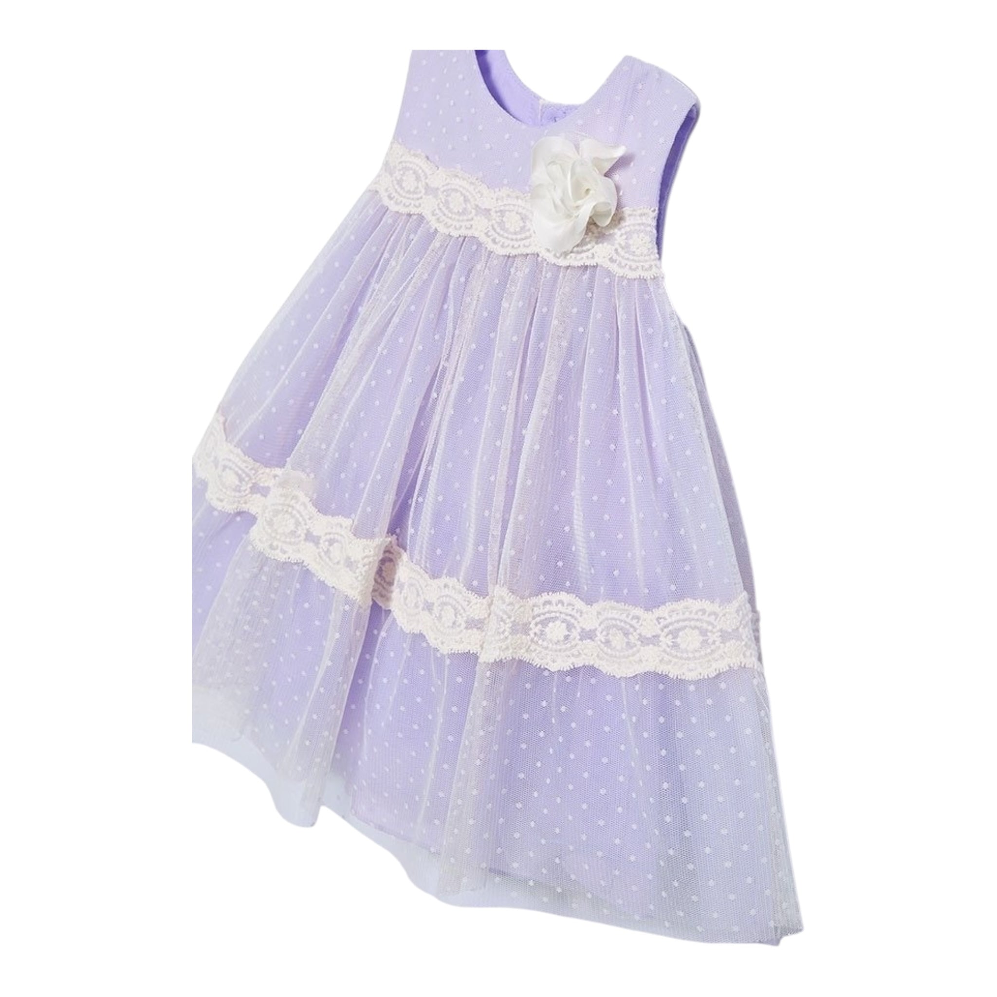 Abel & Lula Abito Cerimonia Tinta Unita con Tulle Giromanica per Neonata 5016 LILLA ABEL & LULA 