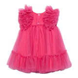 Abel & Lula Abito Tinta Unita con Rouches per Bambina 50299 ROSA FLUO ABEL & LULA 