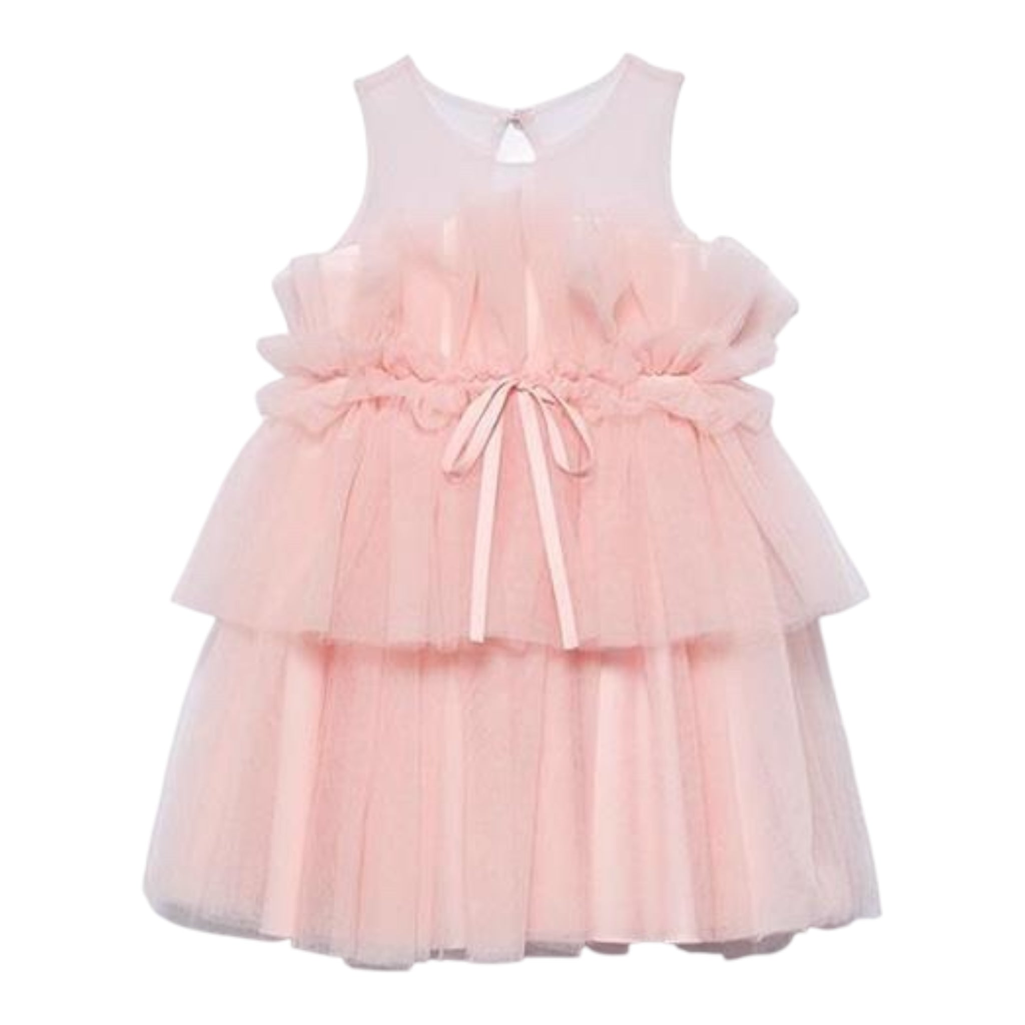 Abel & Lula Abito Tinta Unita Giromanica con Tulle per Bambina 5036 ROSA ABEL & LULA 