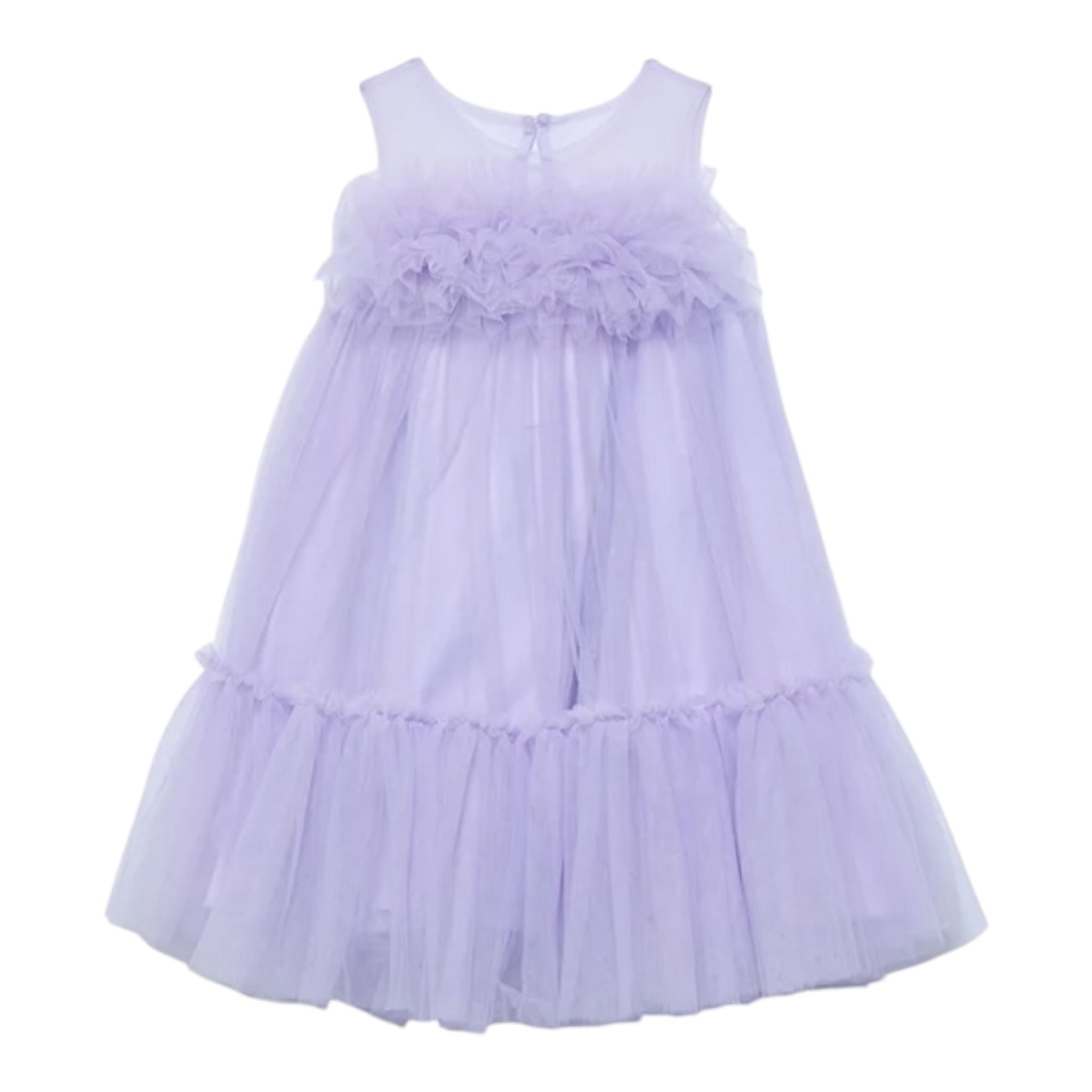 Abel & Lula Abito Tinta Unita Giromanica con Tulle per Bambina 5051 LILLA ABEL & LULA 